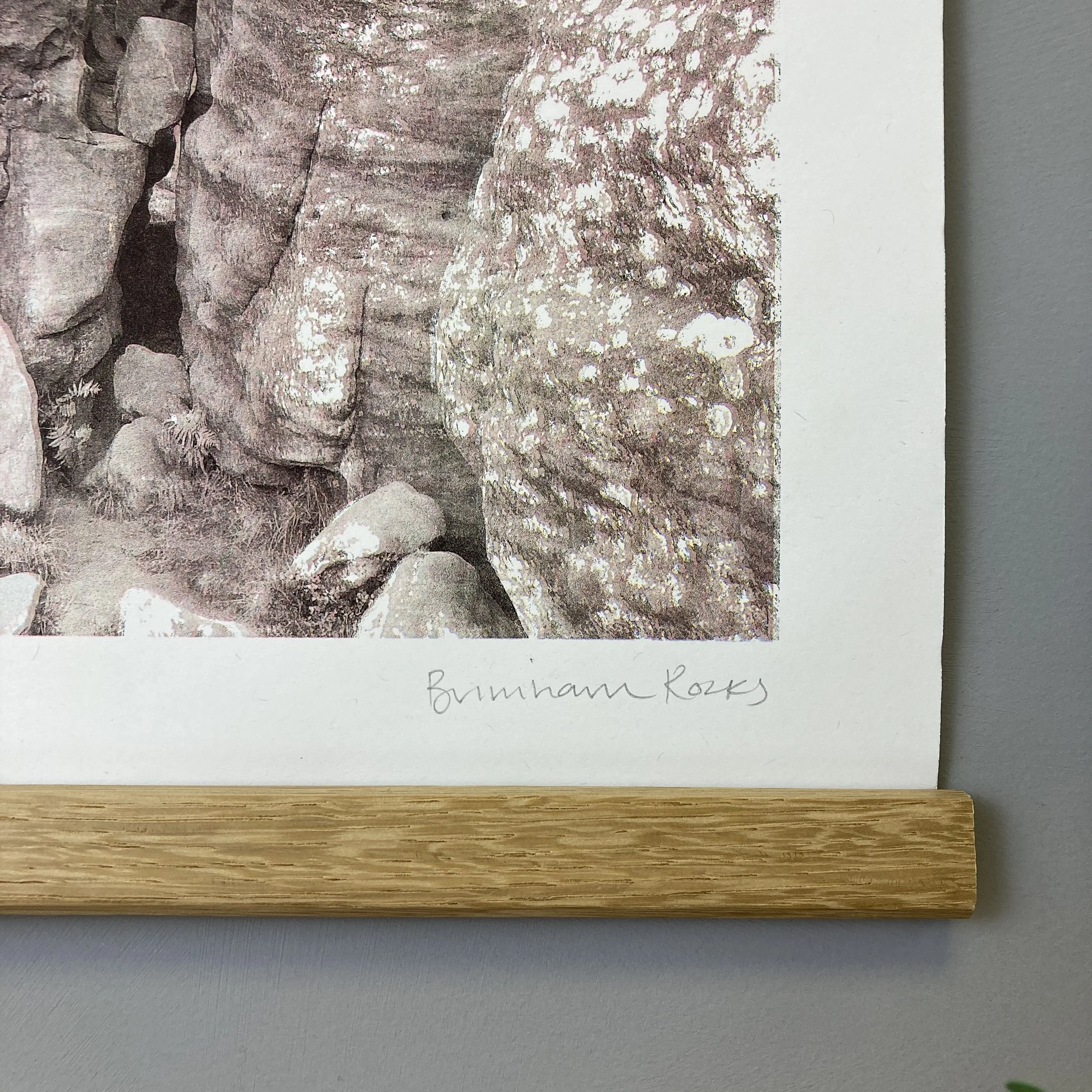 Hand printed four colour risograph of Brimham Rocks in North Yorkshire. A great gift for rock climbers and Yorkshire lovers.