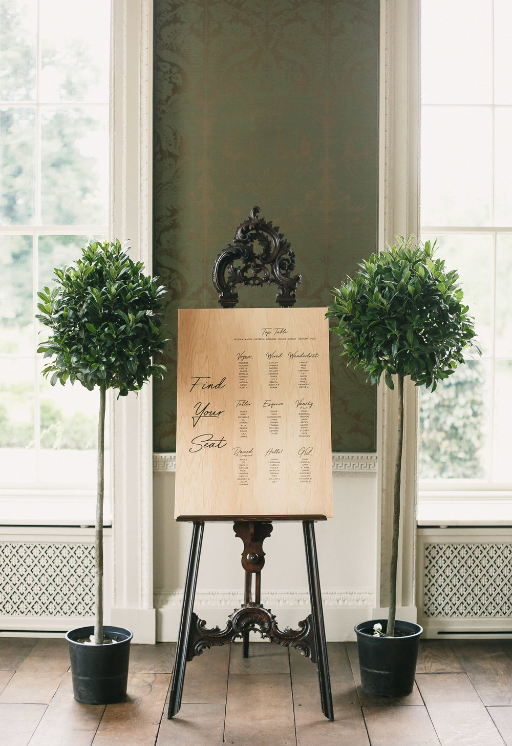 table plan at St Giles House