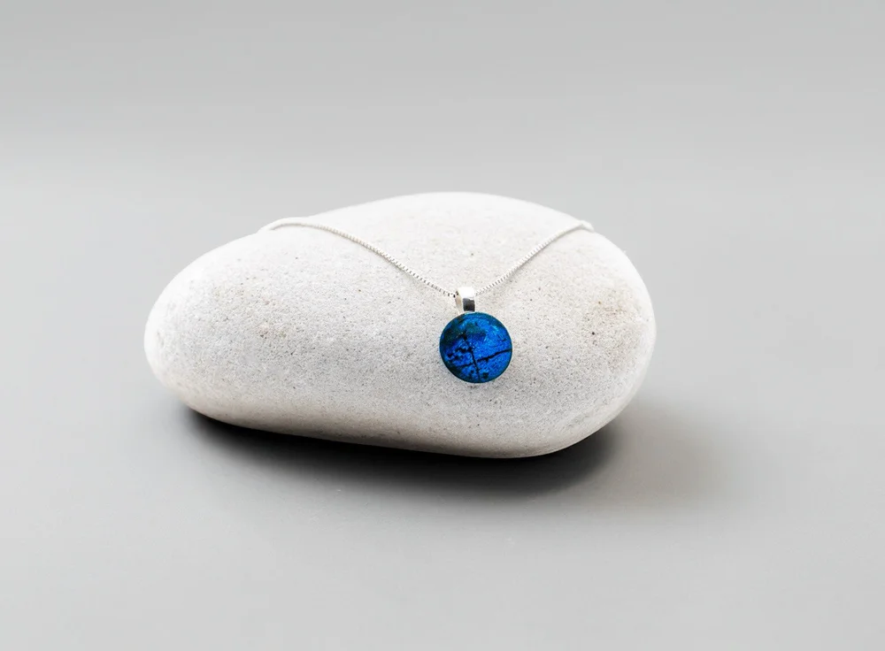 Sapphire Blue Cremation Ashes Pendant Handmade in UK