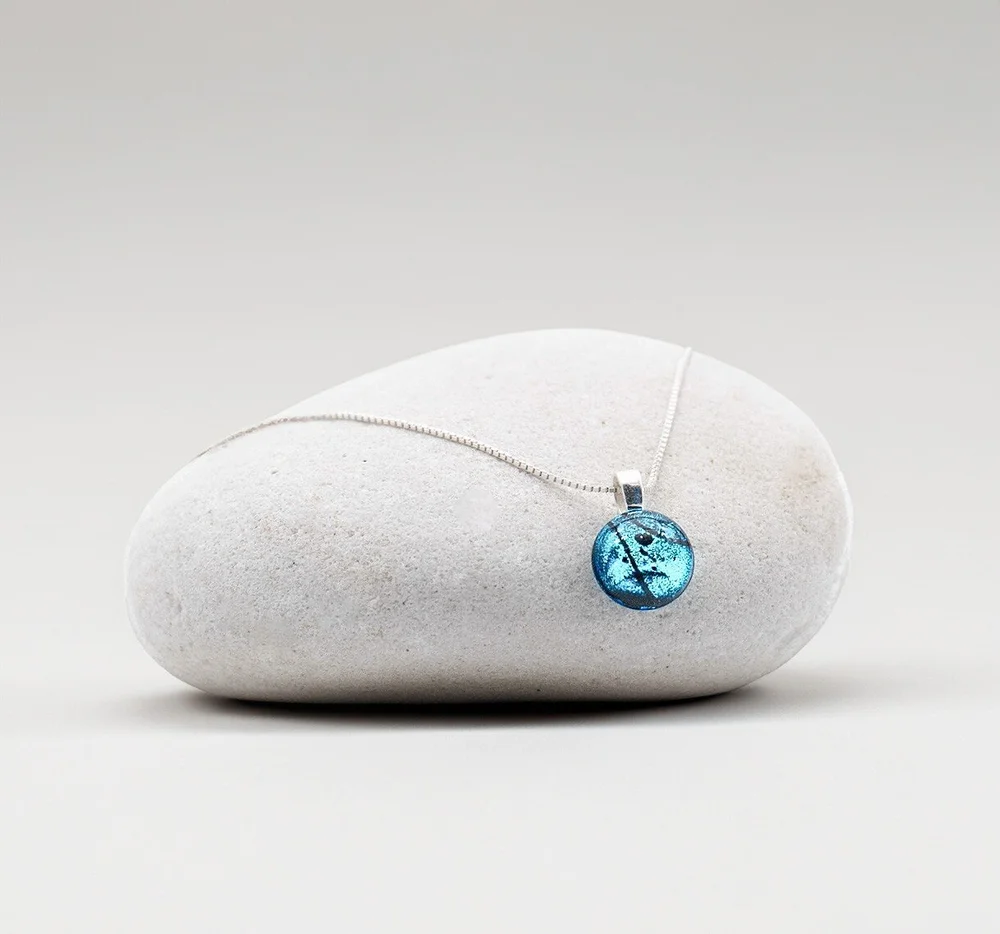 Ashes Jewellery Handmade Blue Turquoise Glass Pendant