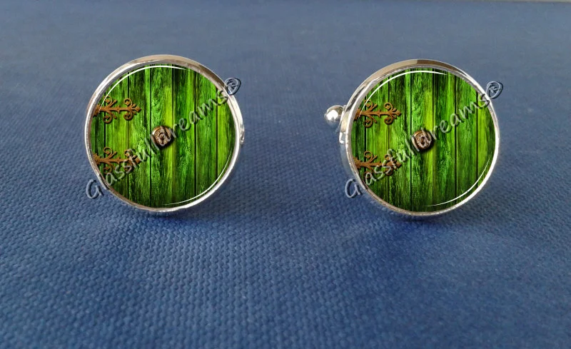 Green Door Cufflinks| Fairy Door Cufflinks| Glass Jewelry| Woodland Cufflinks| Wedding Cufflinks| Grooms Gift| Minimalistic| Men Gifts| Gifts for HIM| Woodland Jewelry
