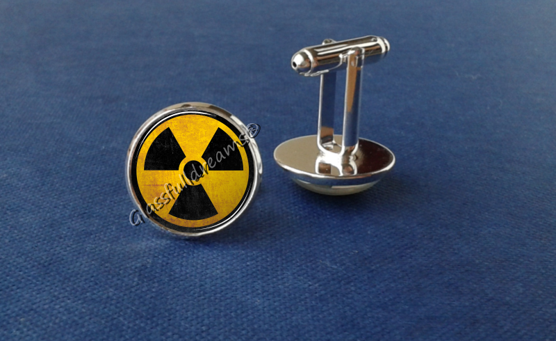 Radioactive Symbol Cufflinks| Geekery Cufflinks| Teacher Gifts| Cool Funny Cufflinks| Mens Accessories| Handmade Cufflinks| Hazardous| Radiation Symbol| Nuclear| Groomsmen Gifts| Wedding