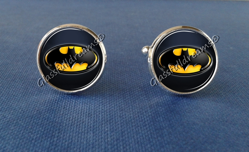 Batman cufflinks — Glassfulldreams Shop - Handmade ❤ Jewelry with Passion ❤  Made in UK