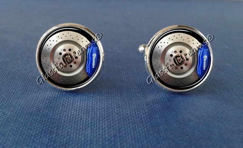 Blue Brake Disc Brembo Cufflinks| Break Discs Cufflinks| Silver Break| Automotive Car Jewelry| Men gift| Photo Cufflinks| Minimalistic Modern Wedding| Made in UK