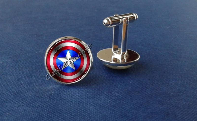 DIY Captain America Cufflinks Captain America jewelry DIY Captain America Cufflinks Captain America jewelry