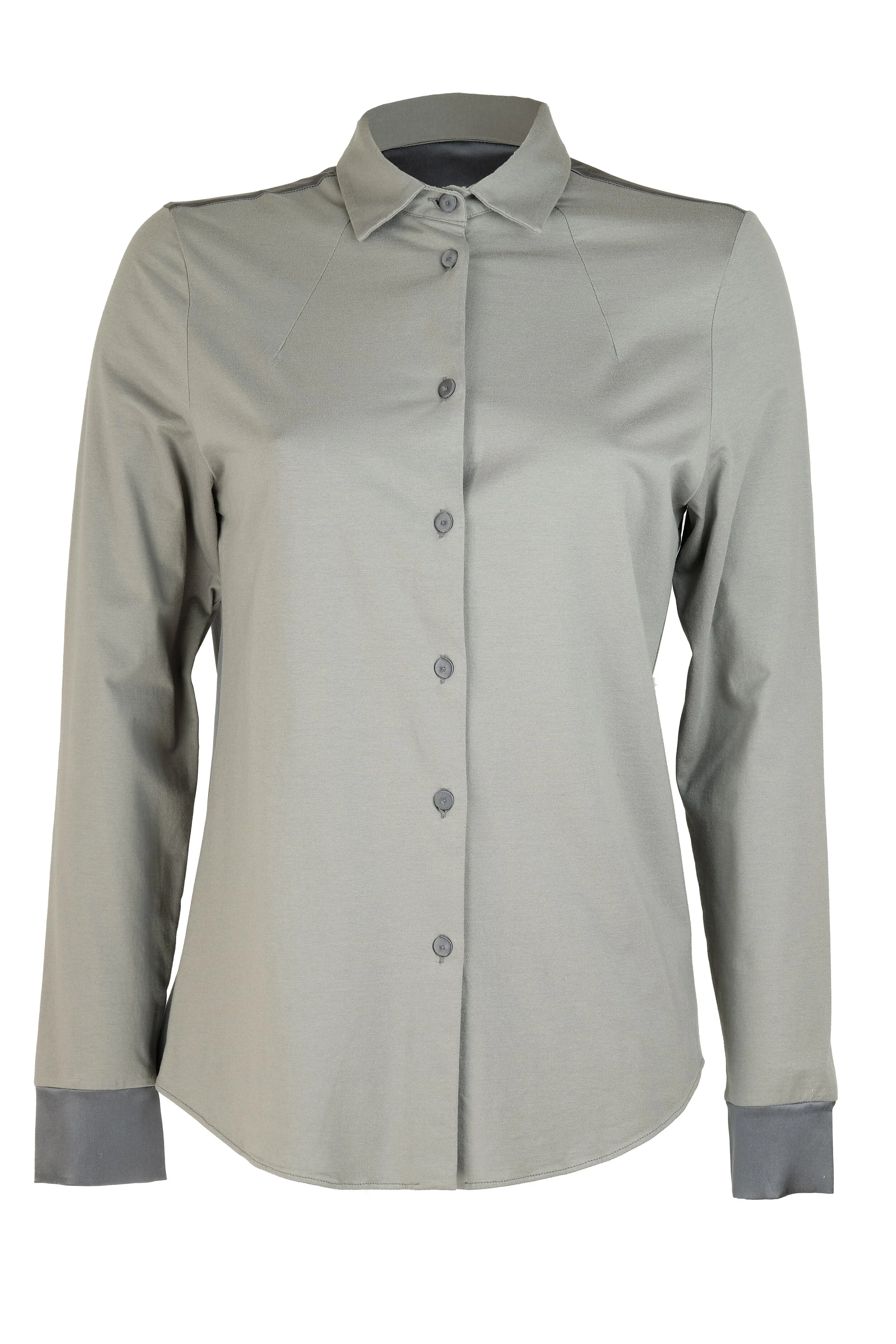 Camicia grigia in jersey di viscosa e raso di seta stretch