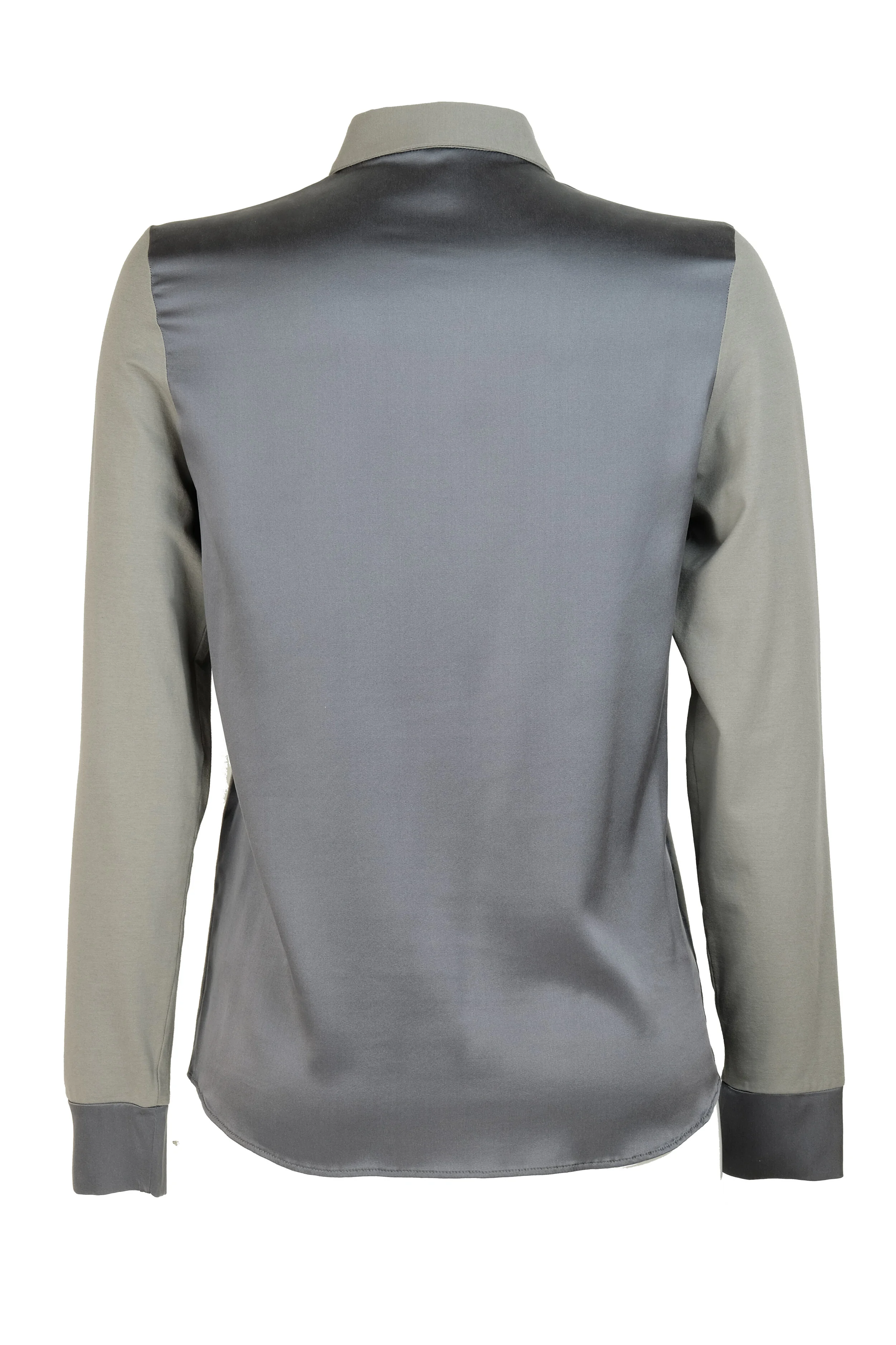 Camicia grigia in jersey di viscosa e raso di seta stretch