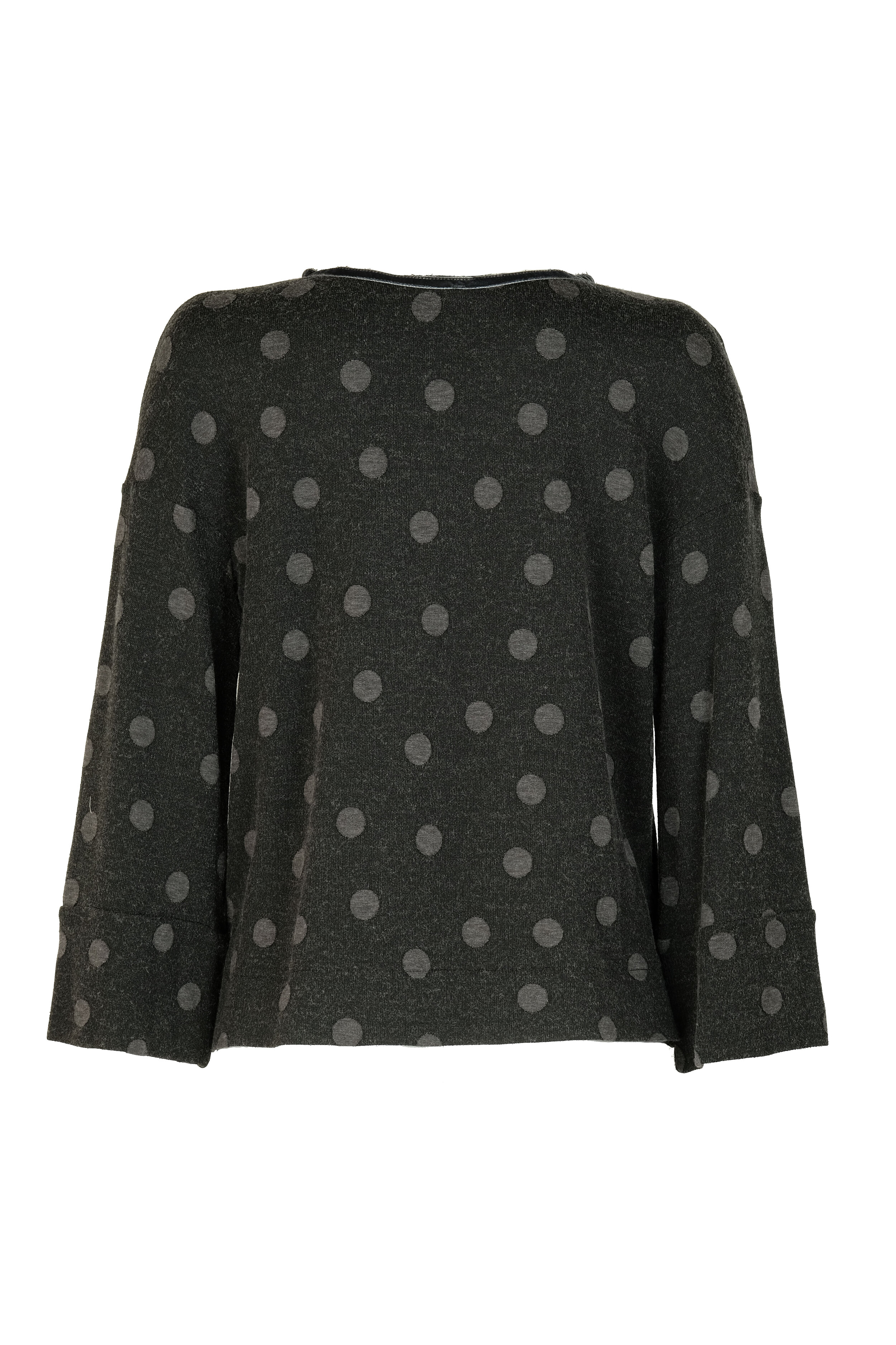 Blusa in maglia a pois misto viscosa e lana color antracite