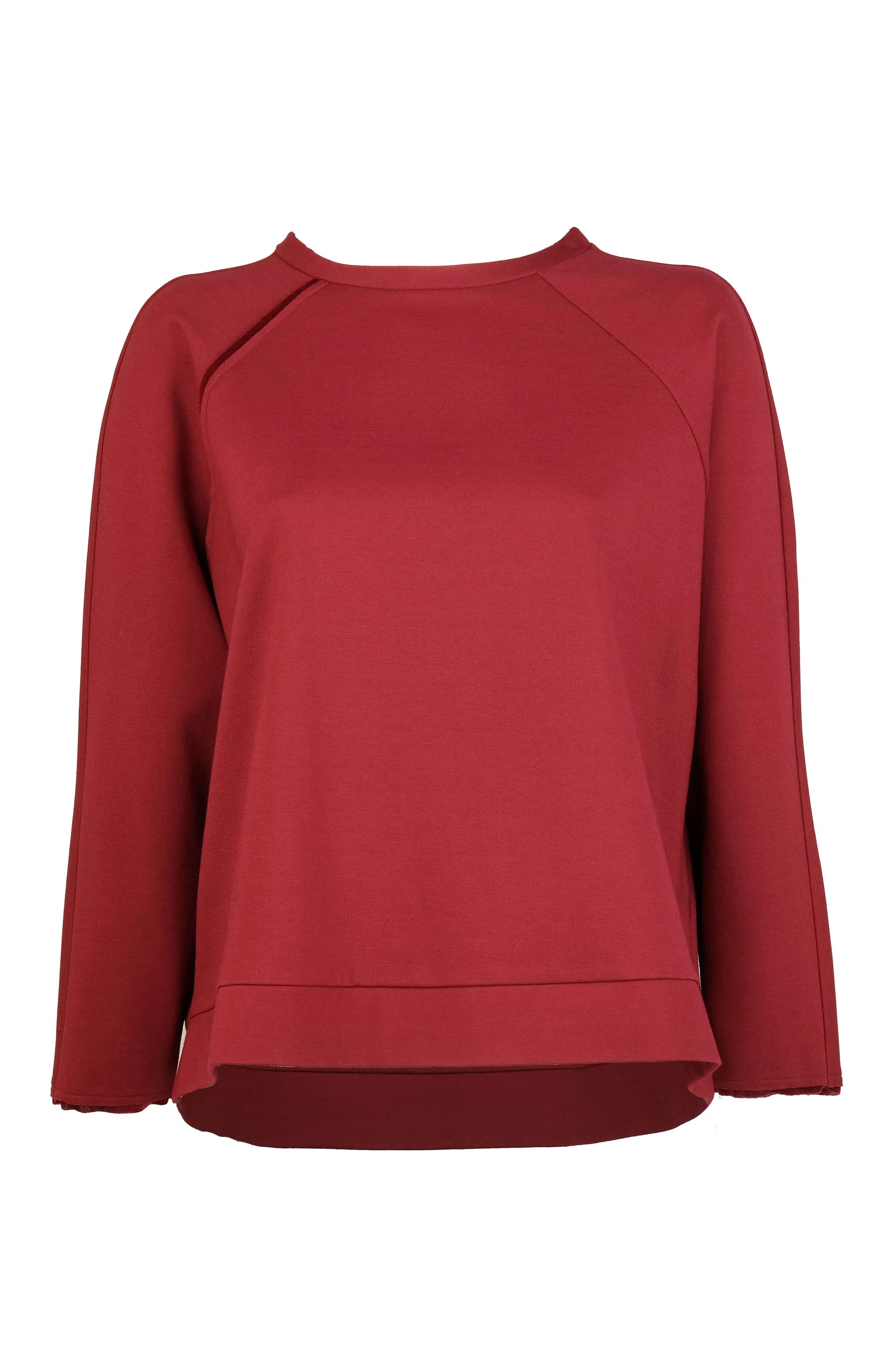 Blusa a scatoletta in punto milano misto viscosa stretch rossa