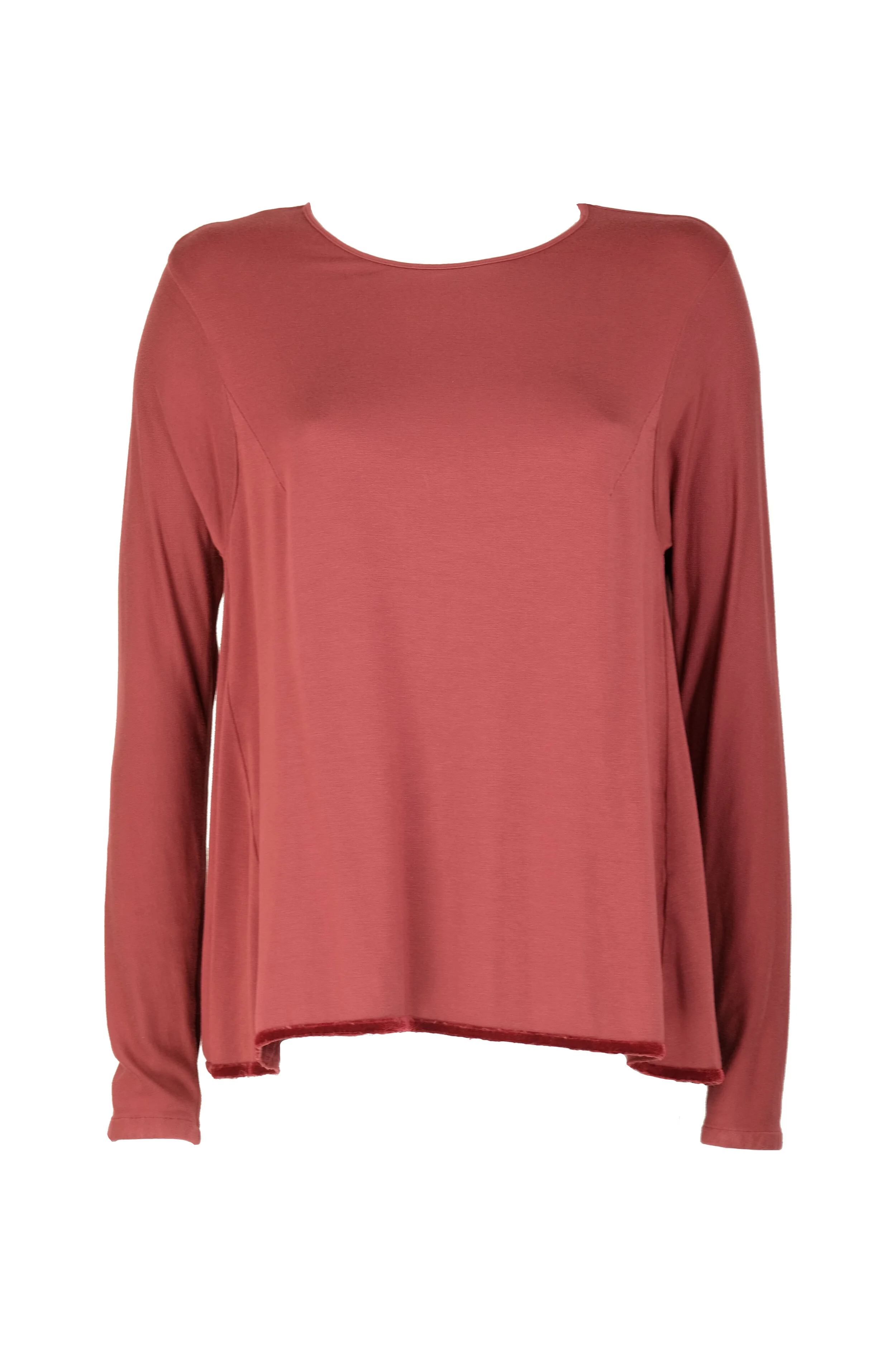 Blusa in jersey di viscosa stretch felpata internamente e raso di seta stretch rossa