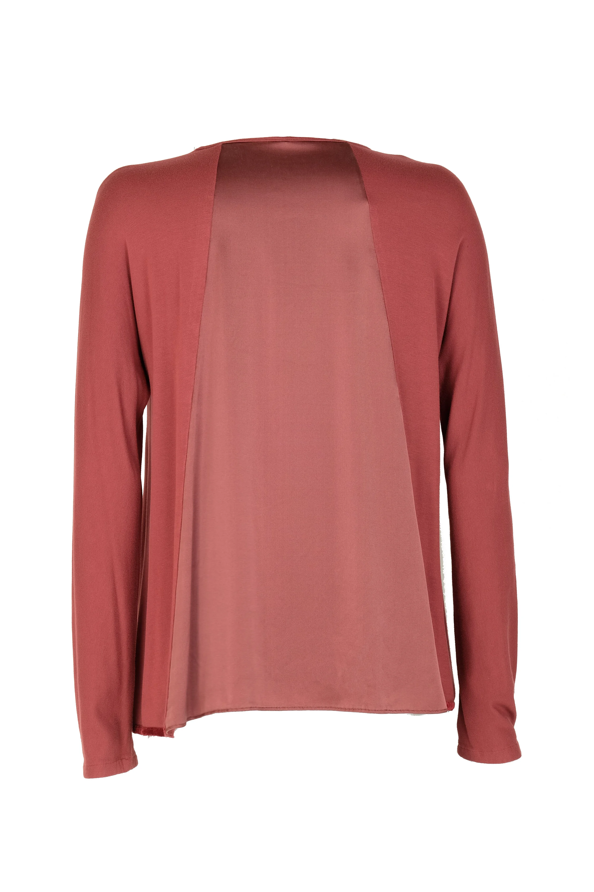 Blusa in jersey di viscosa stretch felpata internamente e raso di seta stretch rossa