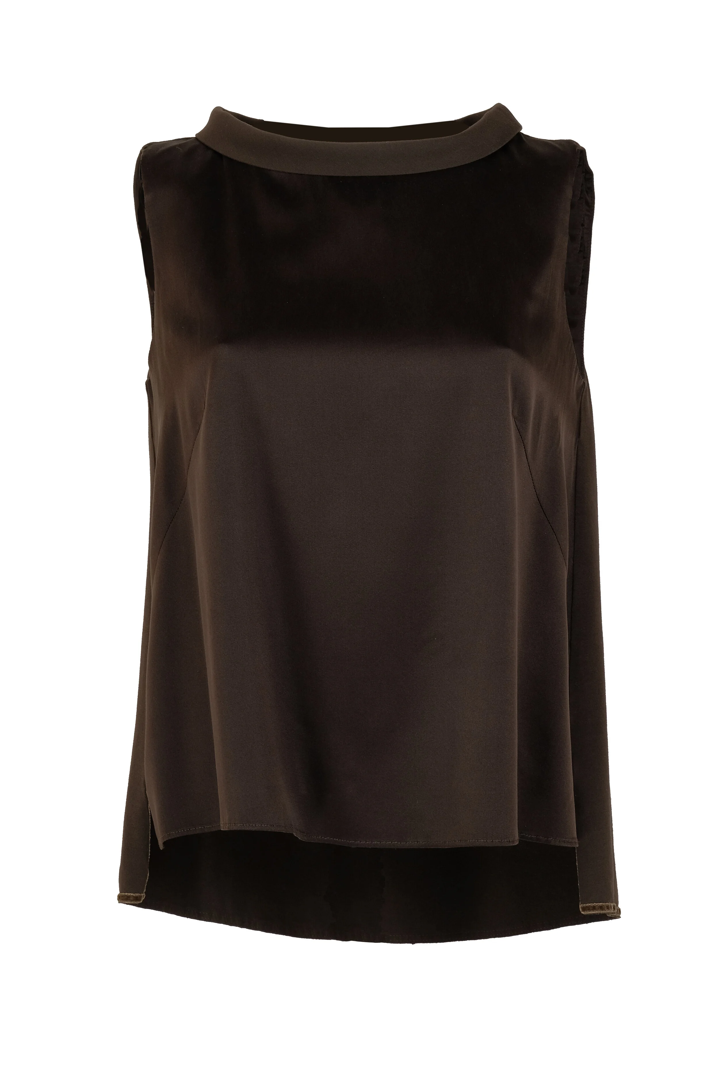 Canotta marrone in jersey di cotone e modal e raso di seta