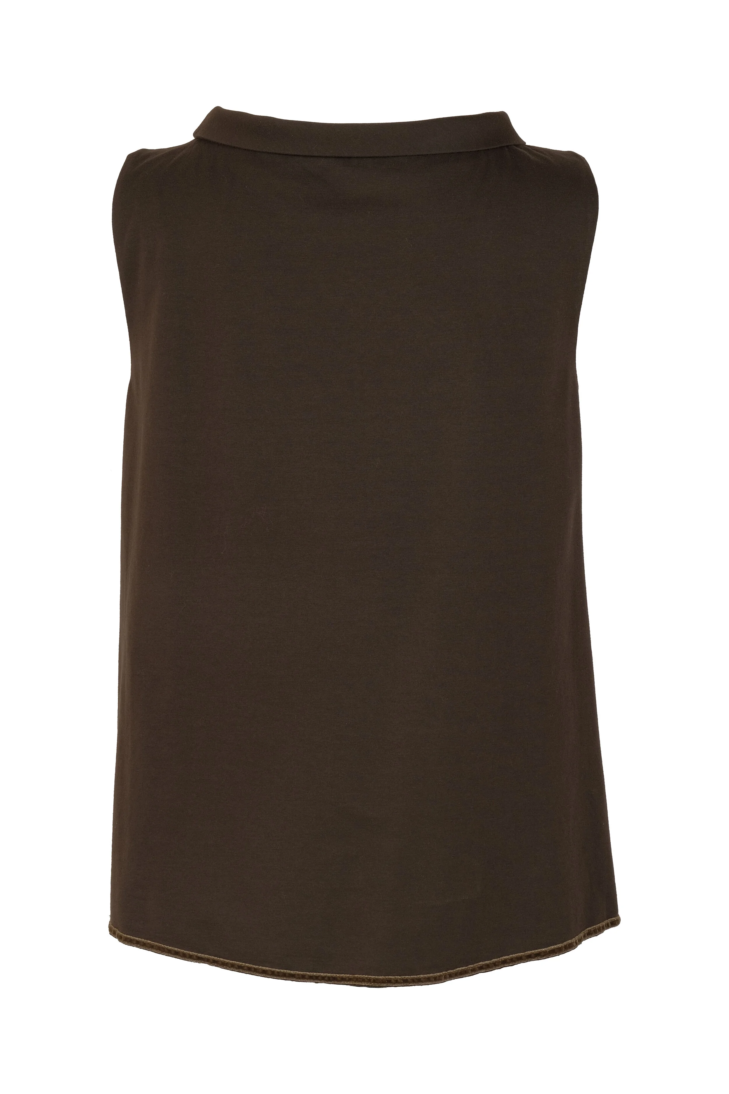 Canotta marrone in jersey di cotone e modal e raso di seta