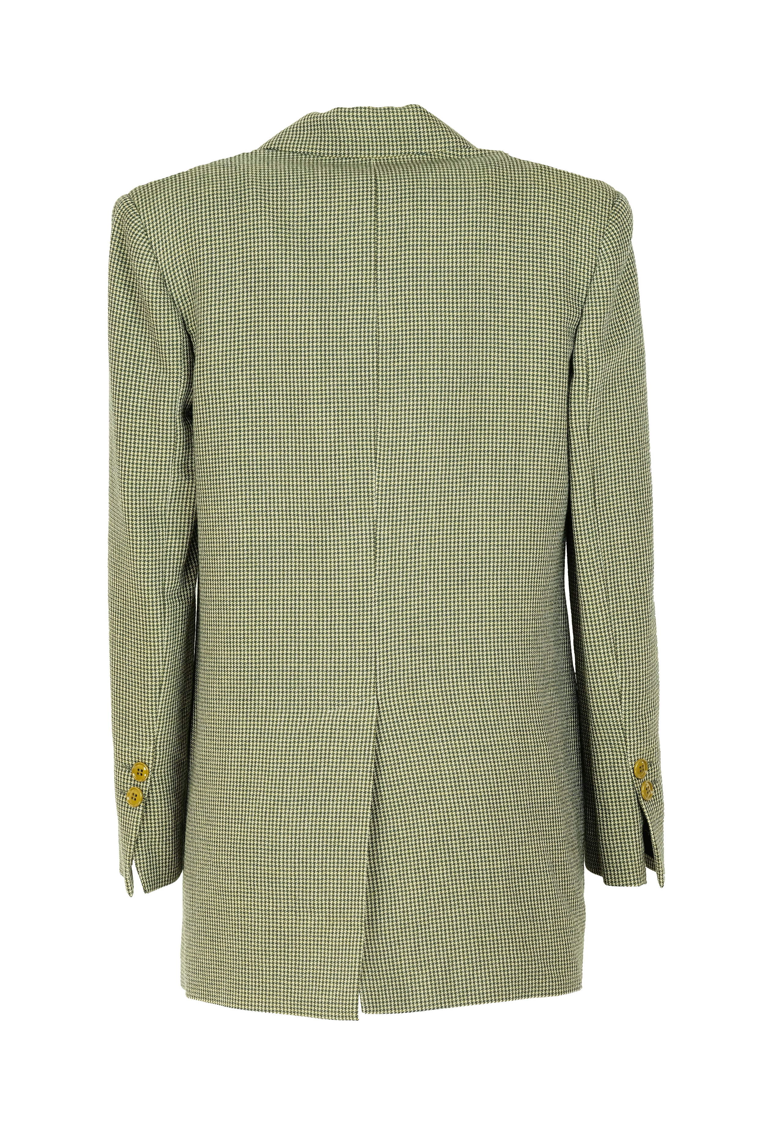Giacca in flanella di lana vergine e viscosa con micro motivo a pied de poule verde