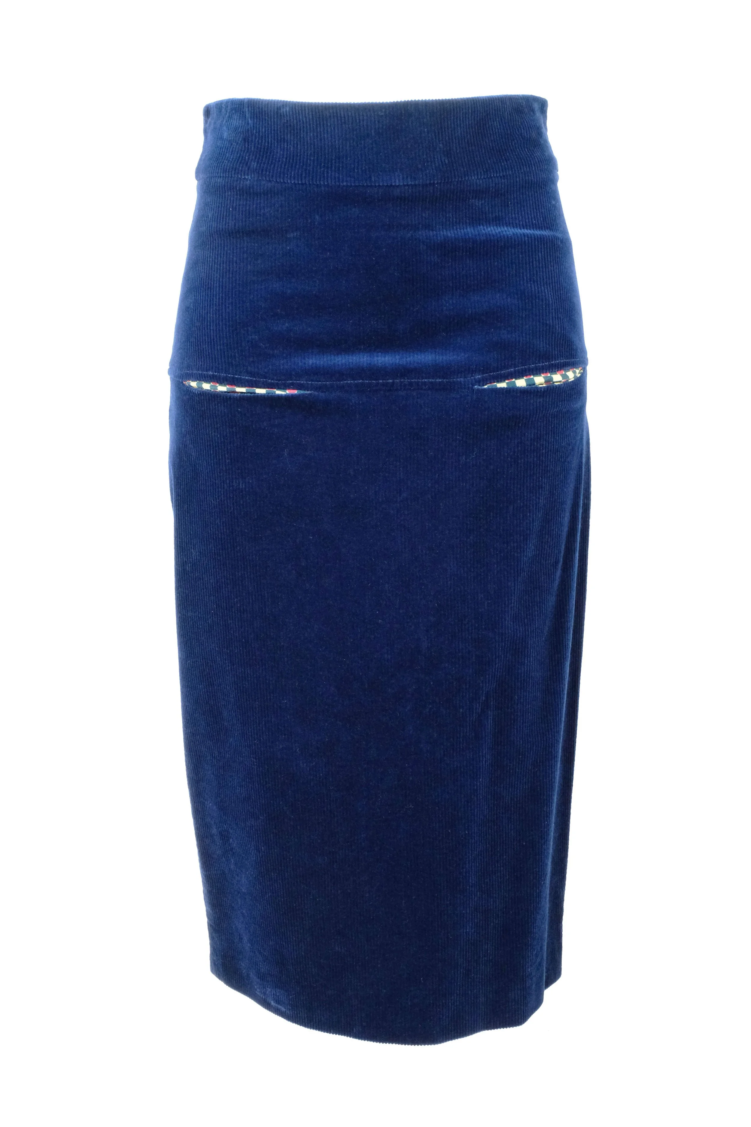 Gonna tubino in morbido velluto millerighe di cotone stretch