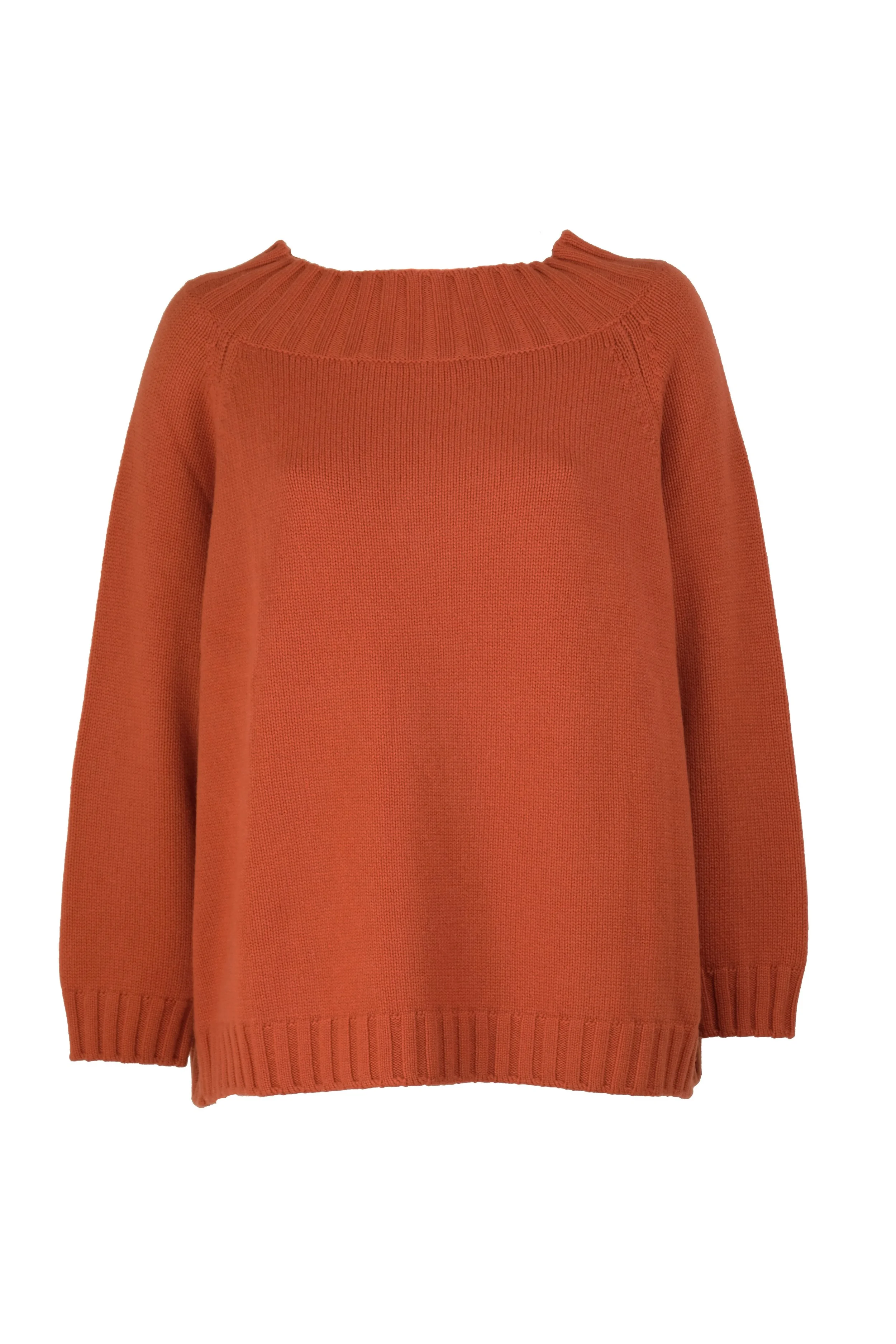 maglione morbido in maglieria 100% cachemire color arancio