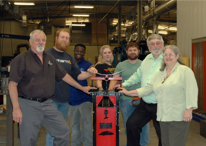 Ed Cook- Lead Faculty for Welding Program, Welding students Joey Cabay, Detrick Beason, Sarah Utley, Chris Dowds, and Missionaries Ralph and Twyla Williams.