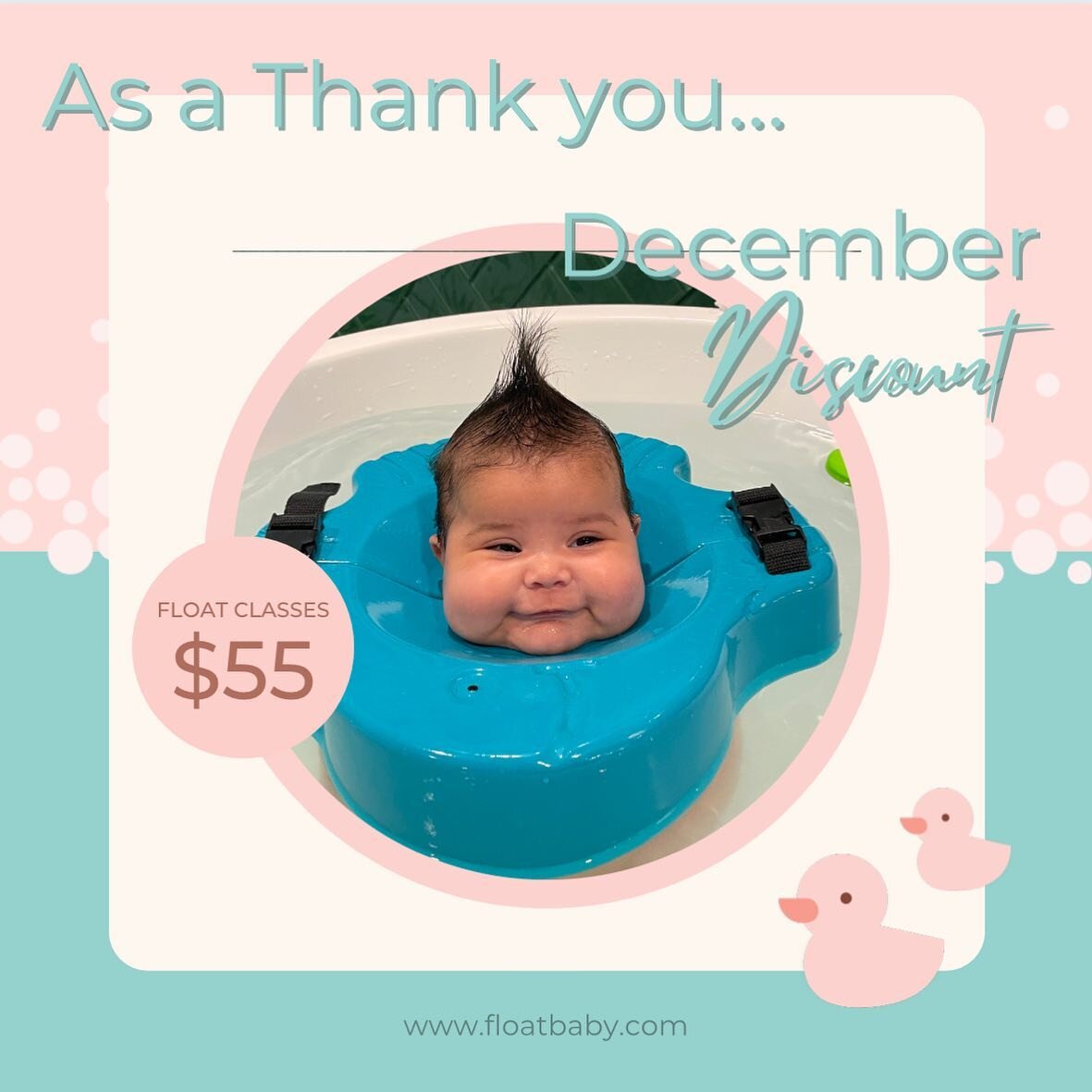 As our gift to all of our clients, floats in December will be $55. Book today! #floatbaby