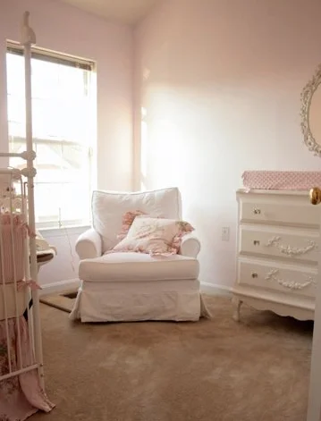 Her pink nursery. In my ninth month, I would vacuum in here every day!