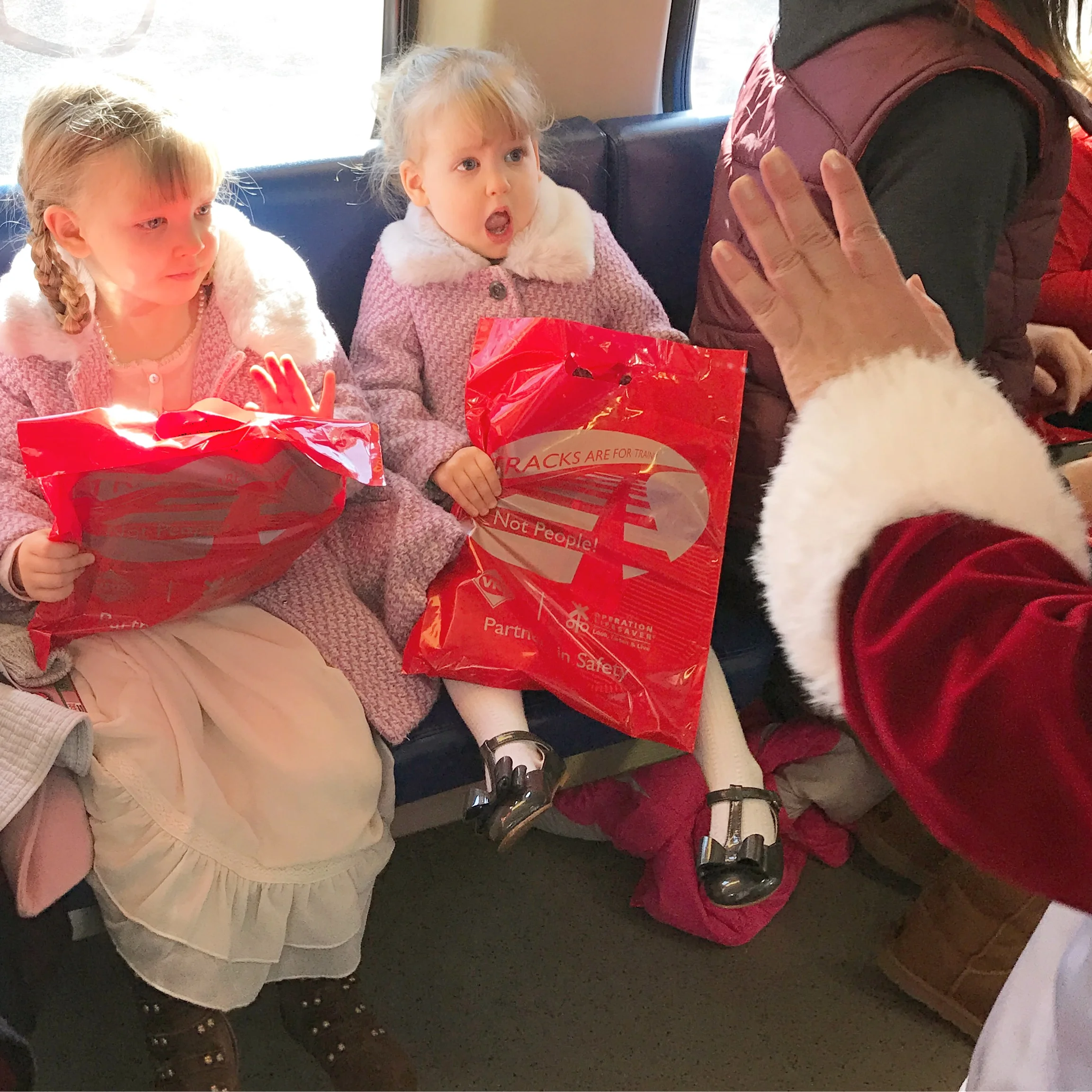 The Santa Train in Manassas! Heidi was shocked seeing Mrs. Claus.