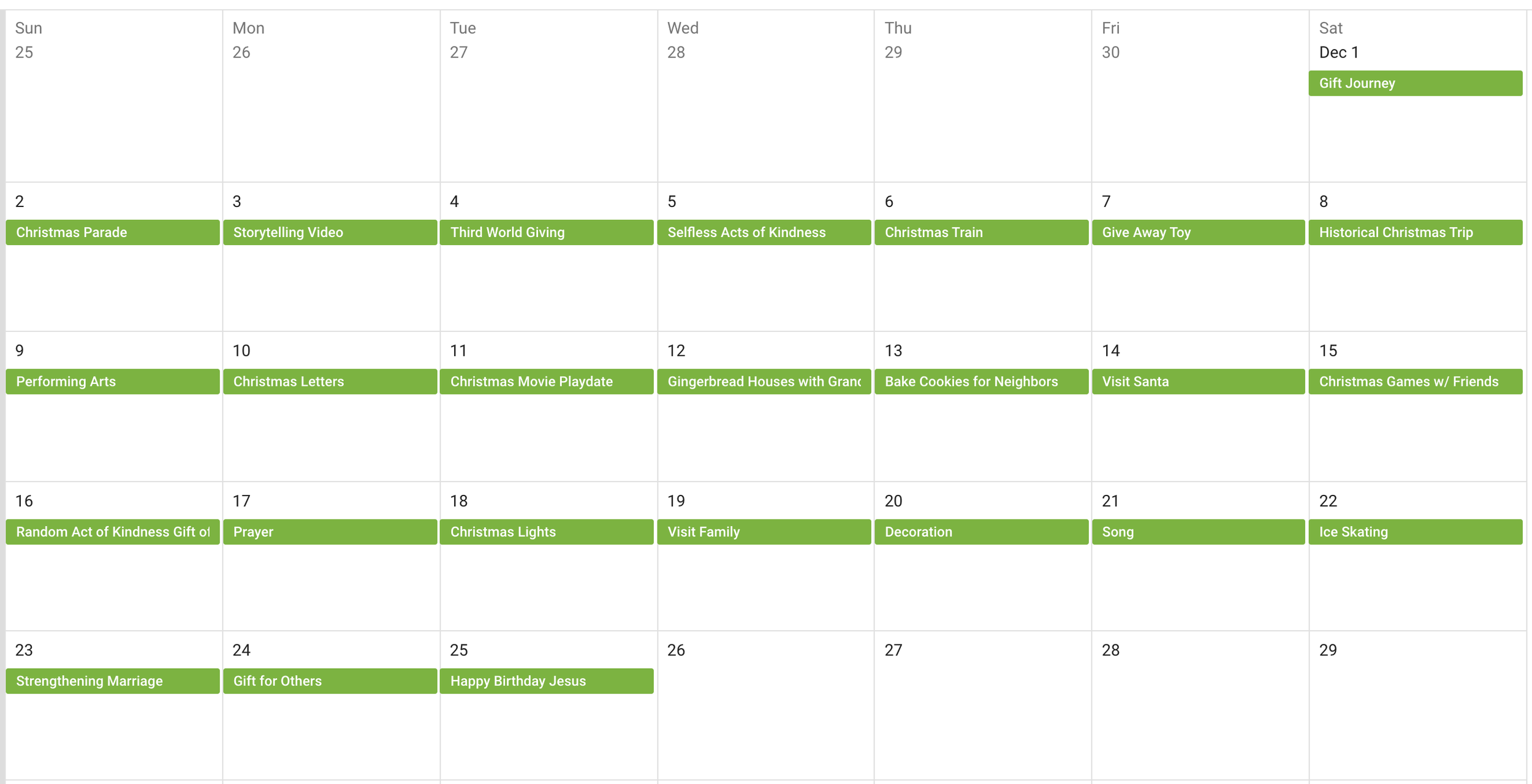Sample Calendar