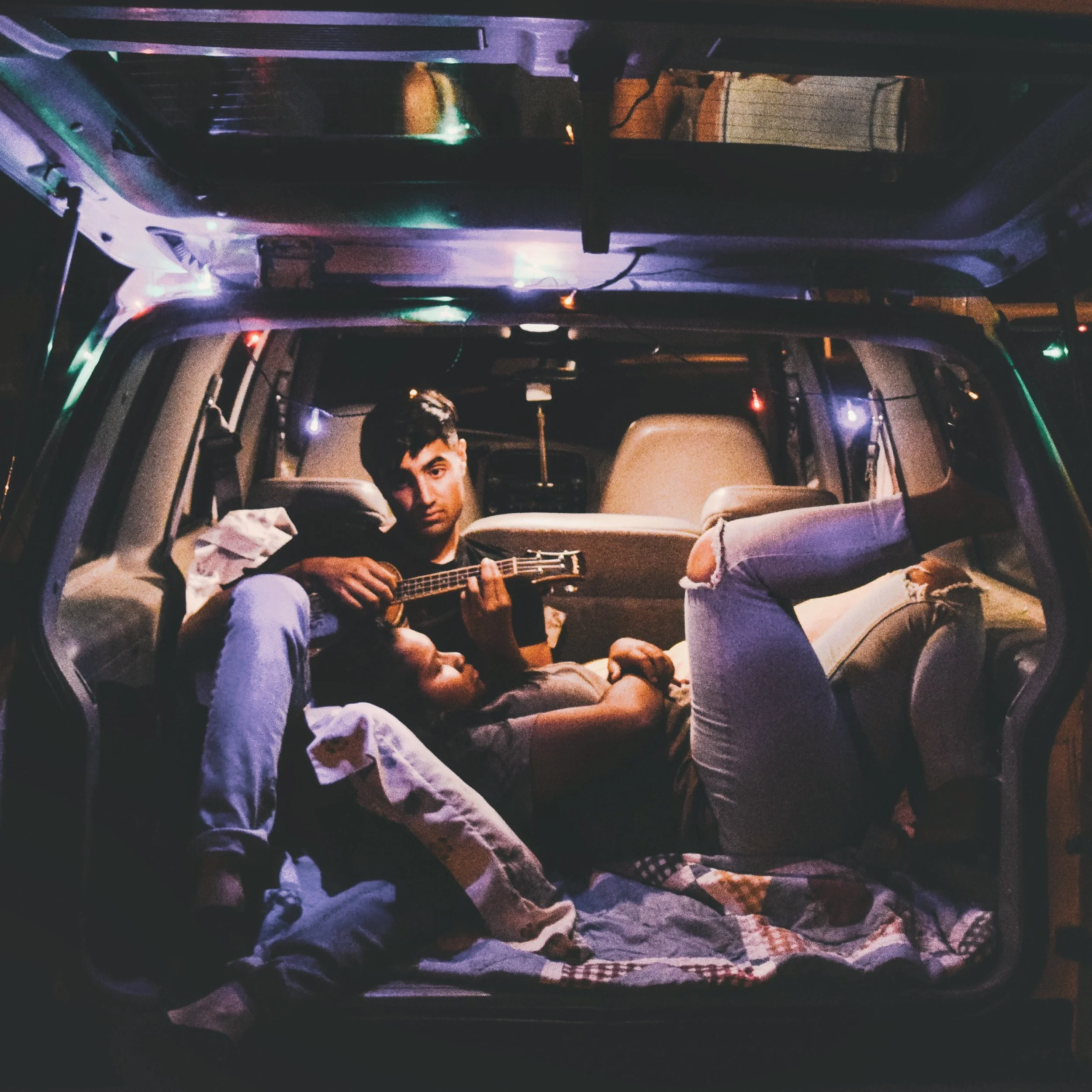 in the back of rays car, summer 2016