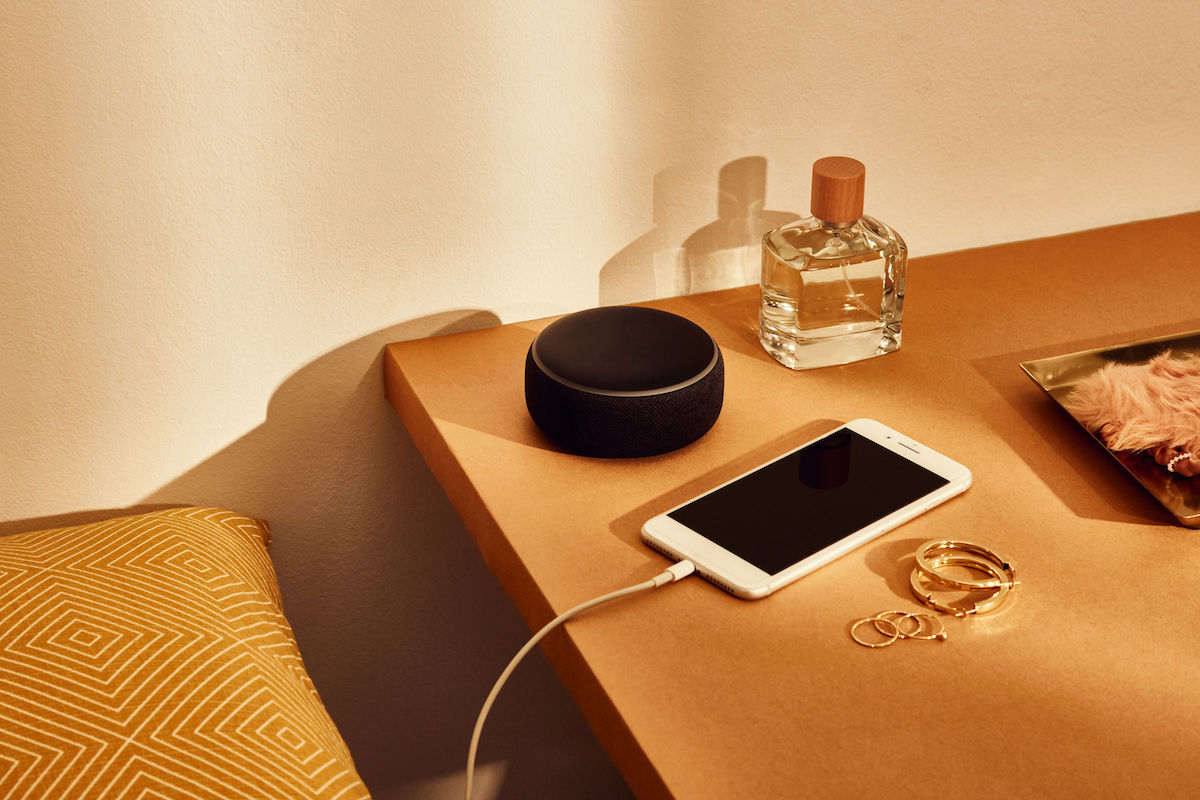 Alexa dot and iphone awaiting voice commands