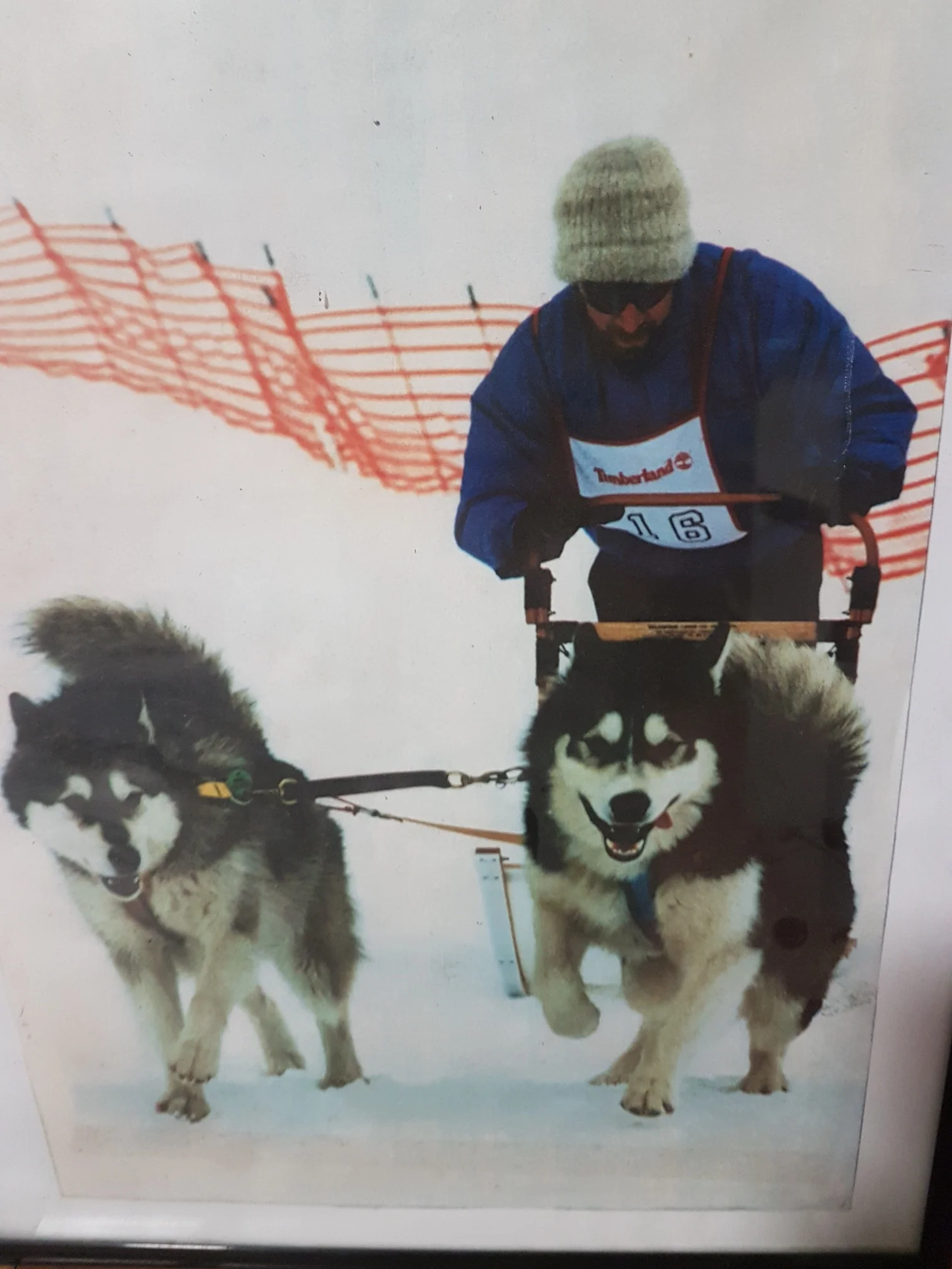 "My first snow race back in 1994 with Mikya and Badger"