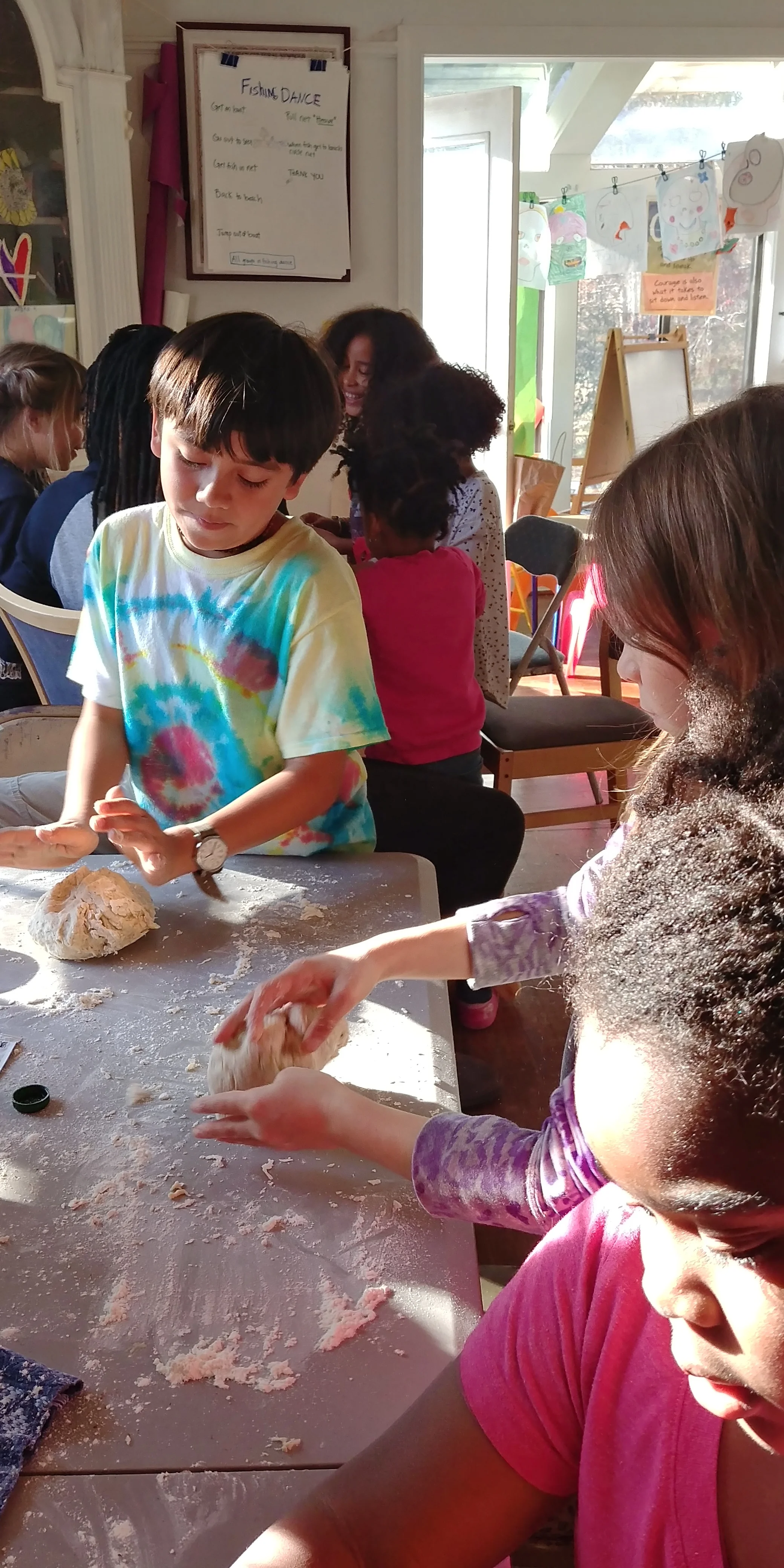 Kneading dough requires much focus. 