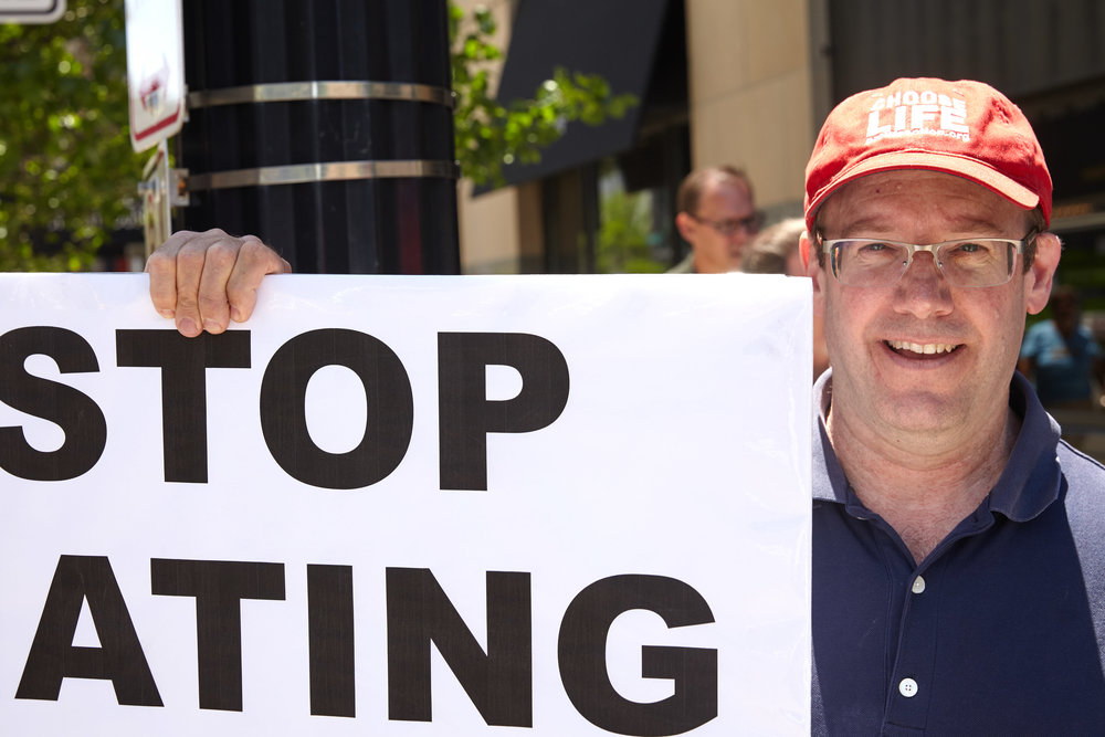 A counter protester who sought to show support for Vice President Pence during the Big Gay Dance Party