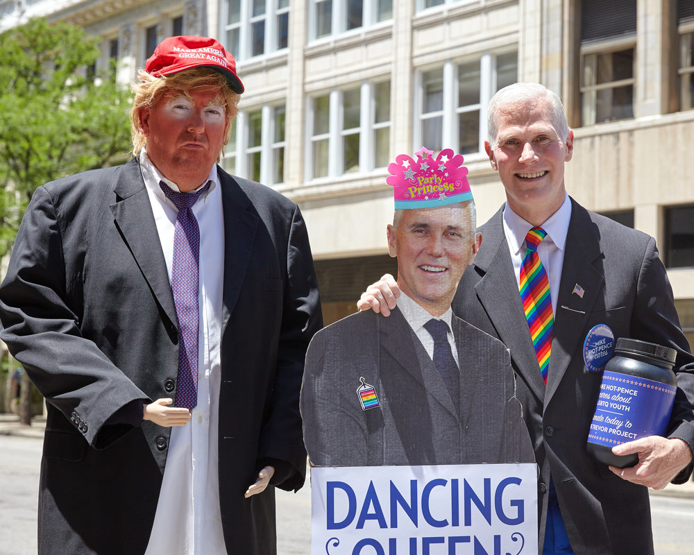 Trump and Pence look-alikes pose for photos at the Big Gay Dance Party in Columbus Ohio