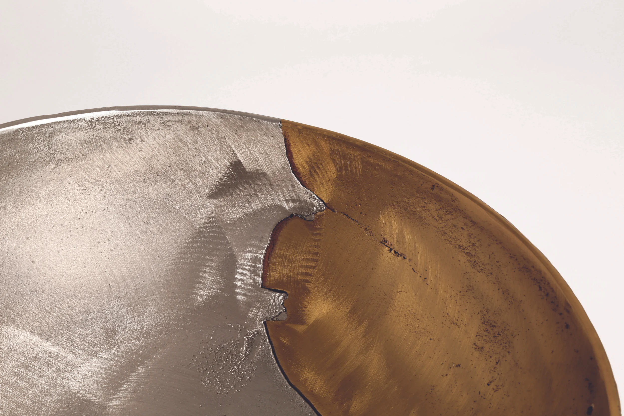 The Dual Bowls – made of mixed metals–are cast in the Alwafi Foundry in Kuwait, from industry recycled metals, and require a large nationally diverse community of craftsmen for their execution. Image courtesy of Form&Seek.