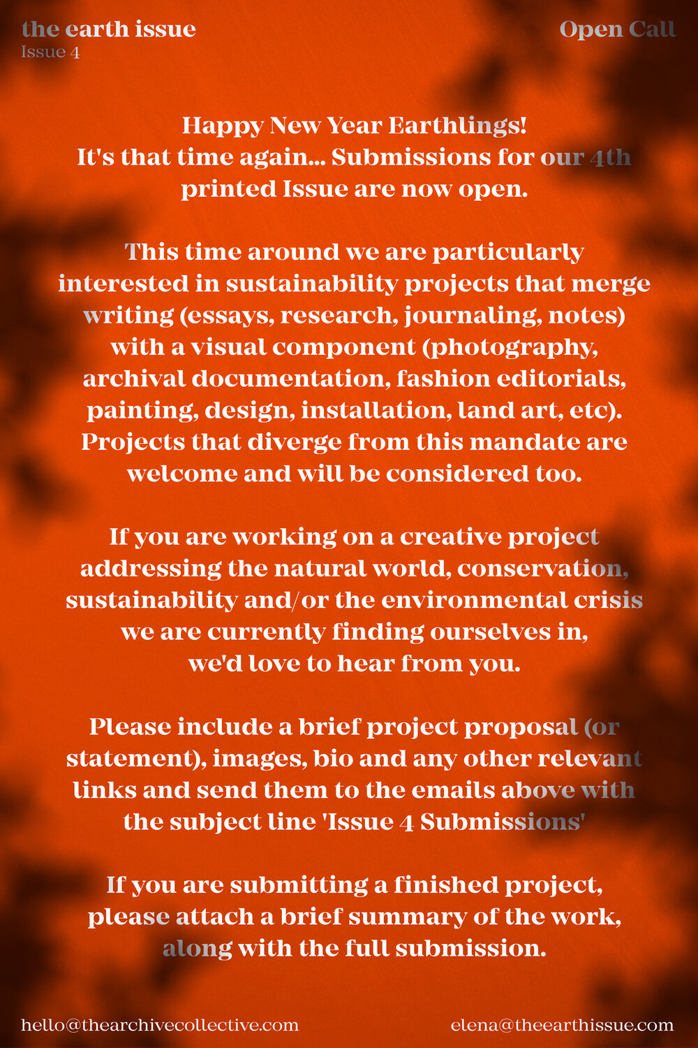 Open Call: — The Earth Issue