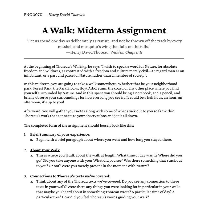 A Walk - Summative Assignment