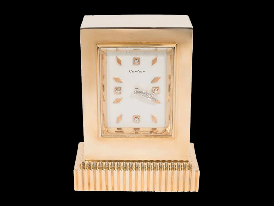 Art Deco Gold and Diamond Cartier&nbsp;Desk Clock&nbsp;