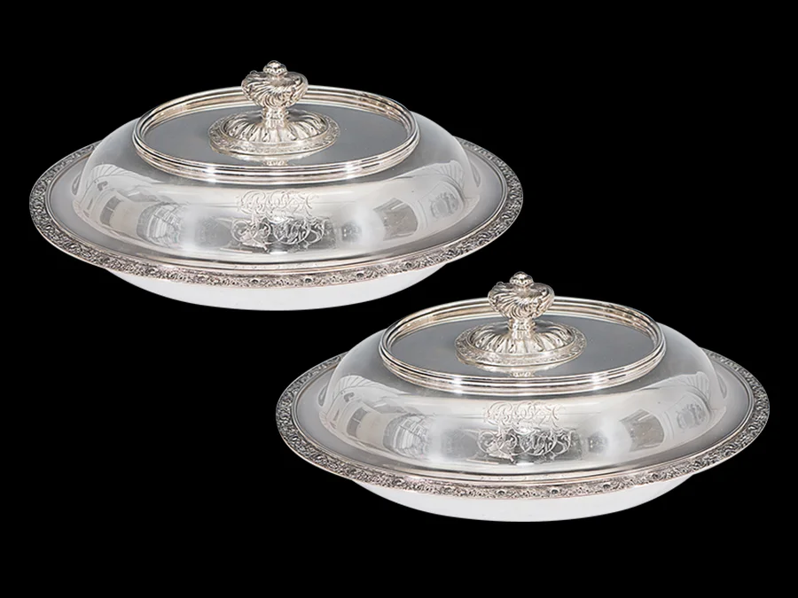 Pair of Tiffany &amp; Co. Makers Sterling Silver Covered Vegetable Dishes&nbsp;