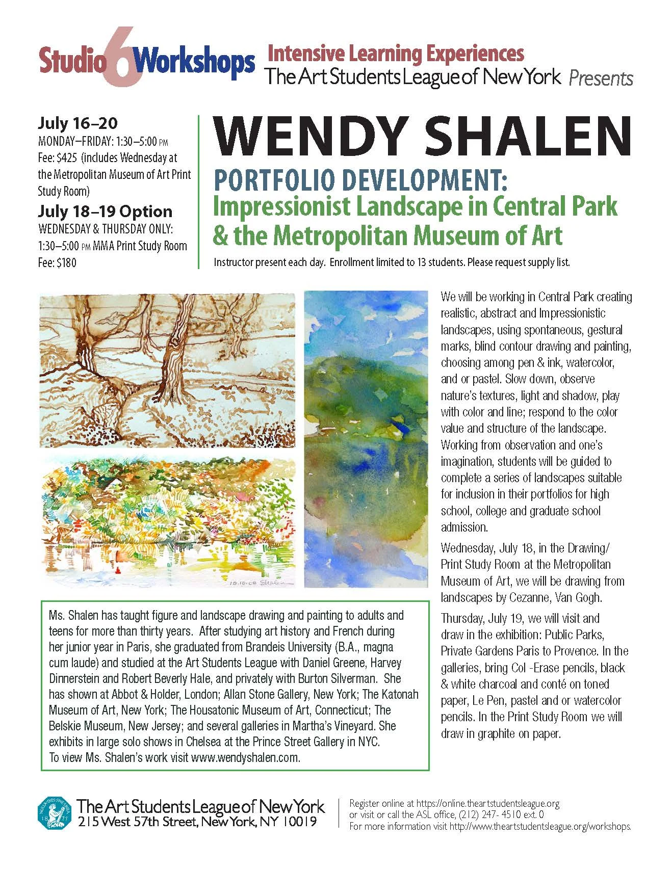 PORTFOLIO DEVELOPMENT: Impressionist Landscape in Central Park & the Metropolitan Museum of Art