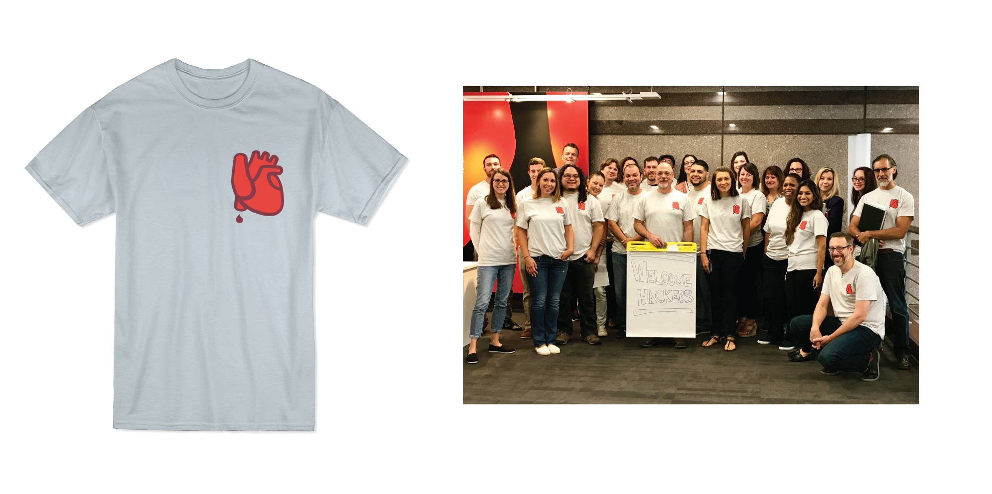 Who doesn’t love swag? An example of the customized t-shirt for Ogilvy’s inaugural Hack Your Heart Out hackathon.