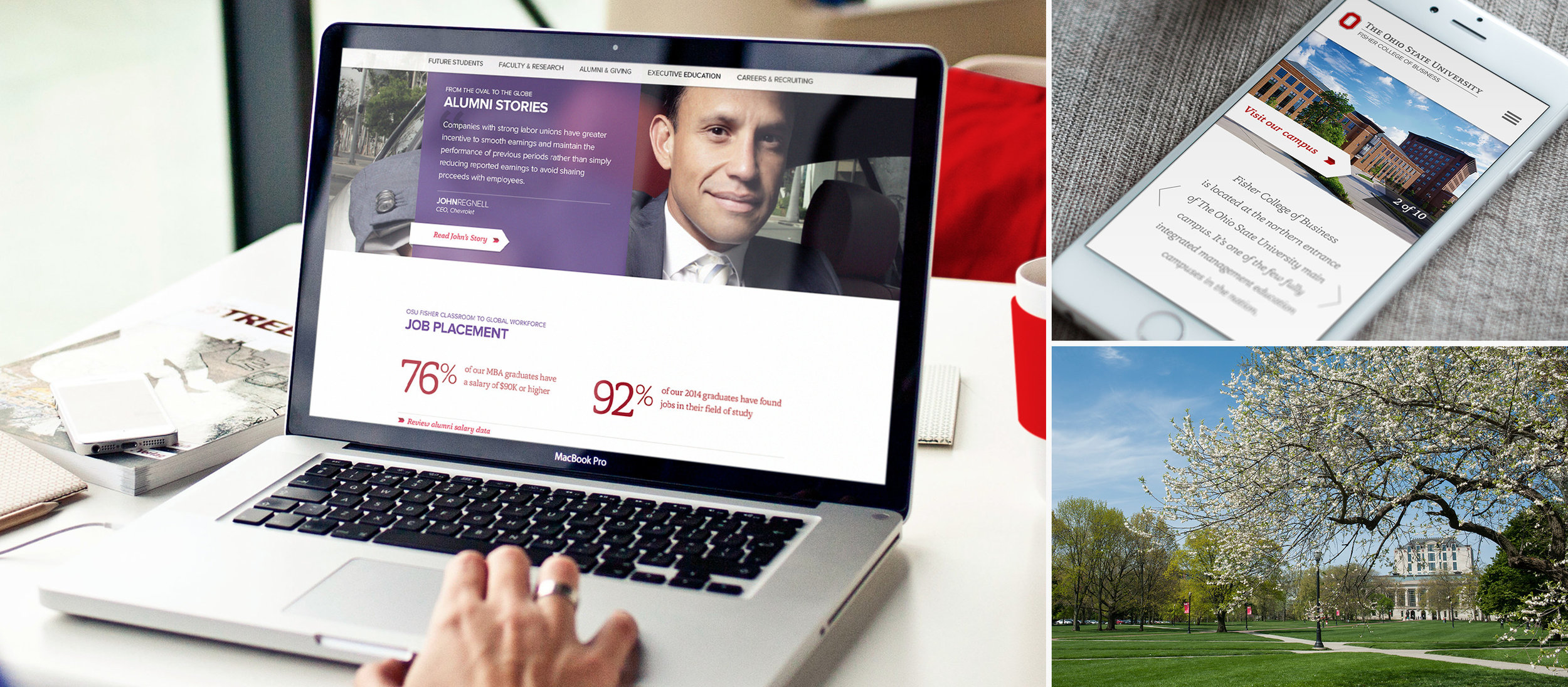 Everything began with understanding the online experience of other internationally respected schools. Research revealed dozens of opportunities to improve their site and inspired a tagline that spoke to the professional aspirations of students. “Go Beyond.” These two words summarized the brand, and our approach to design.