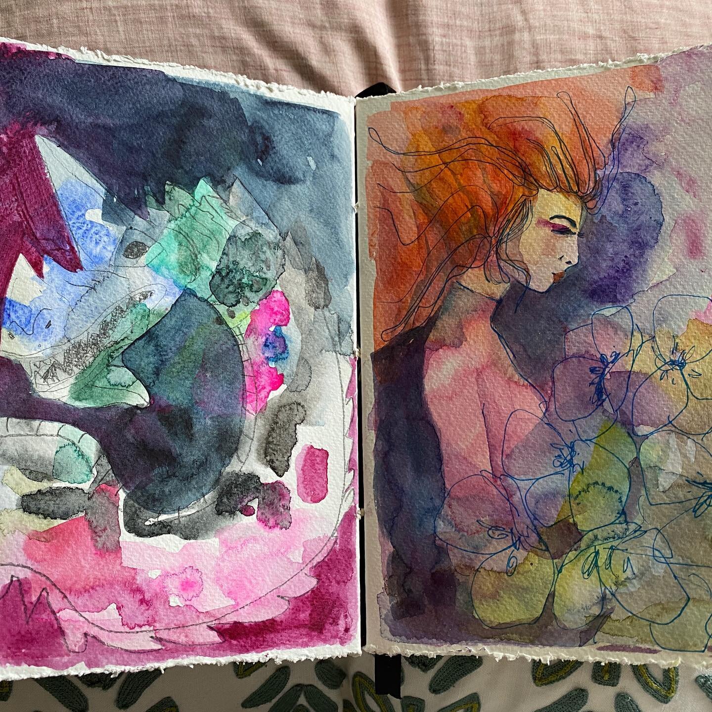 Peek into my current sketchbook from @sketchbookcoshop. I like to treat my sketchbook as &ldquo;not-precious&rdquo; so that I&rsquo;m not afraid to &ldquo;mess&rdquo; up on the pages. It&rsquo;s where I can do whatever I want with no judgement and ex
