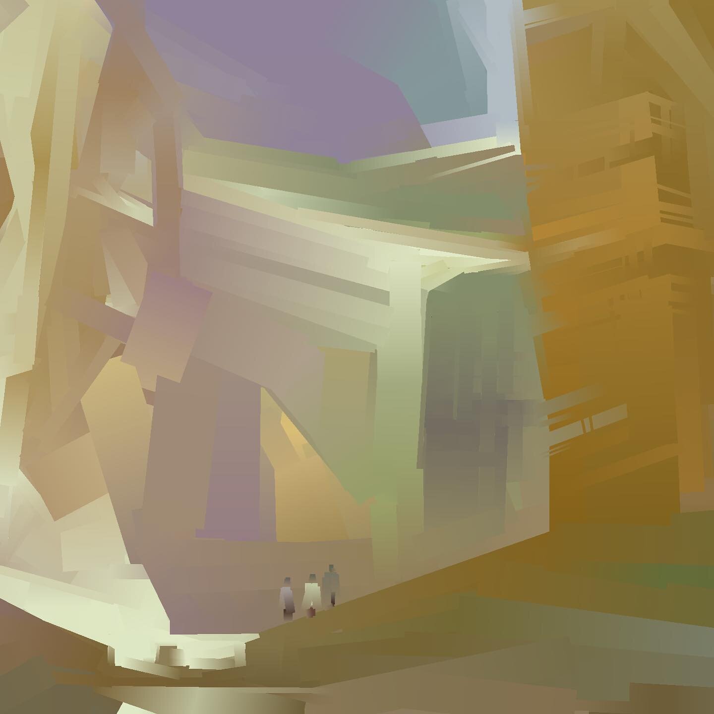 I took a gouache and digital painting workshop with @tiffaniemangart and @squatchgouache and I learned so much from painting this landscape &hearts;️ It really helped me try new things and understand concepts I had learned before in a new way~ would 