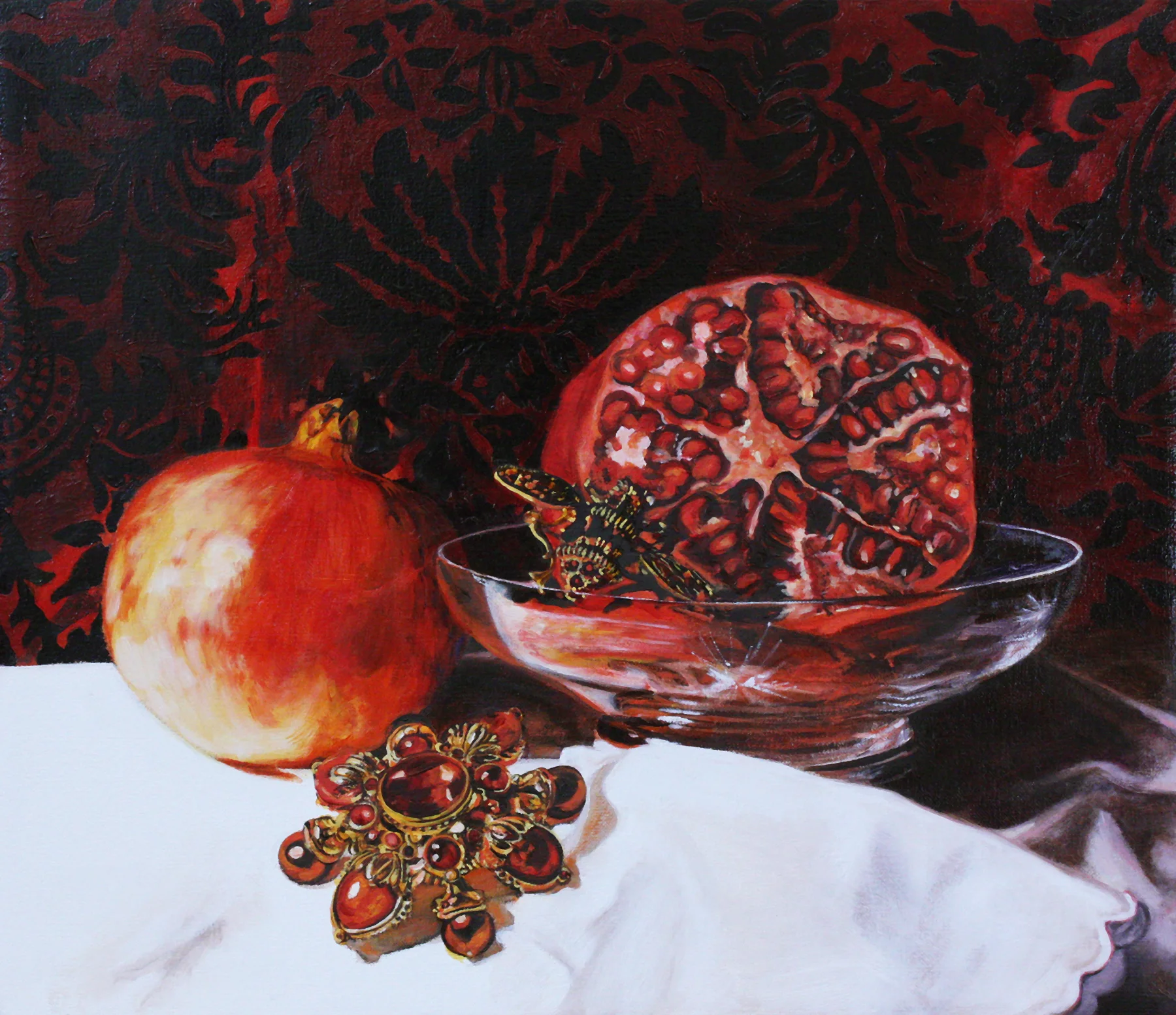 Still Life with Pomegranates © 2013 Oil on linen 12 x 14"