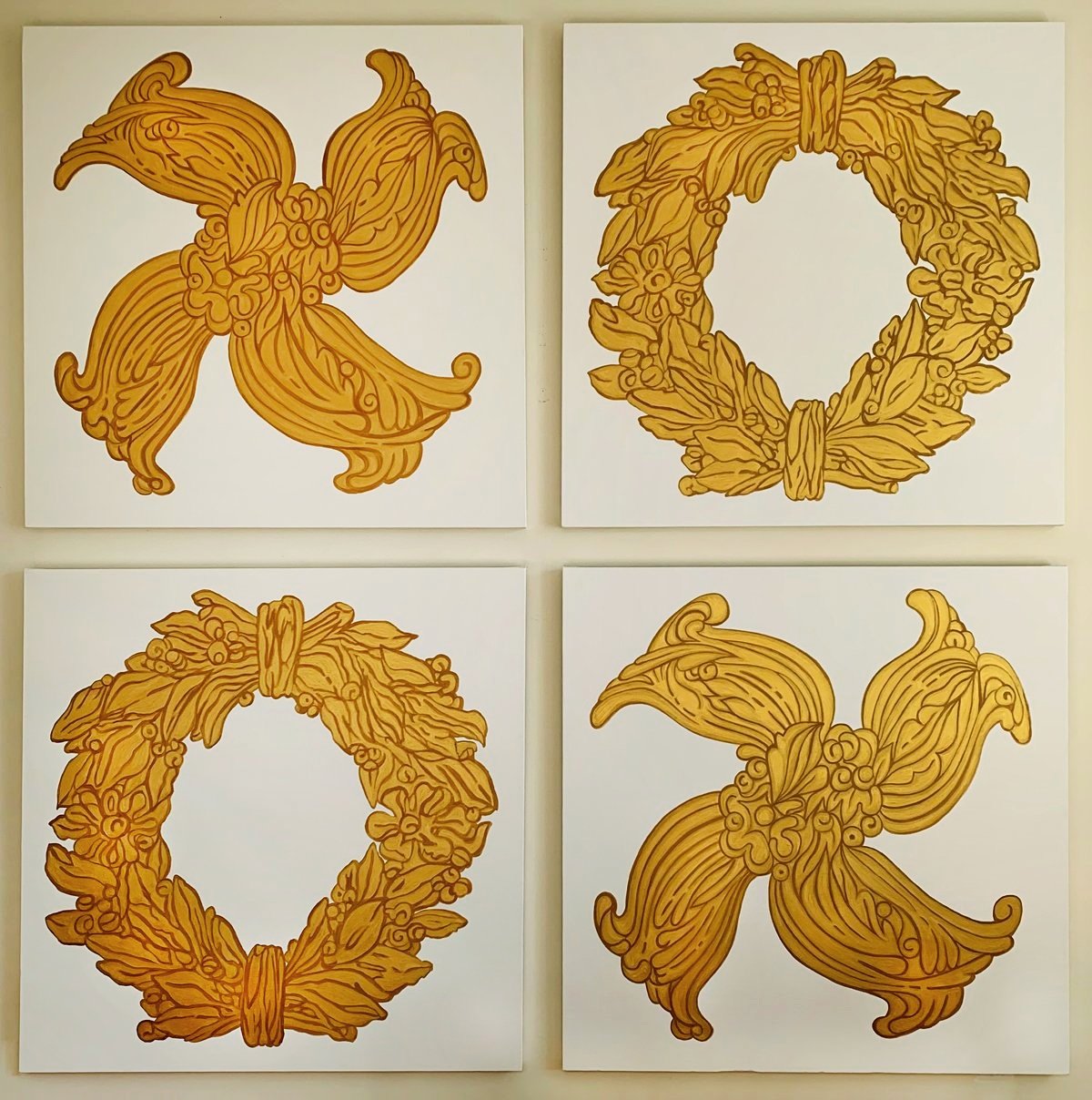   Rococo Love  ©2022 Acrylic on Canvas, 4 Panels Each 40 x 40 inches 