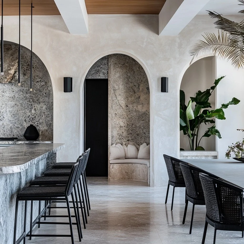 Full home remodel with modern greyscale granite interior design by Honeycomb Design and Build in San Diego