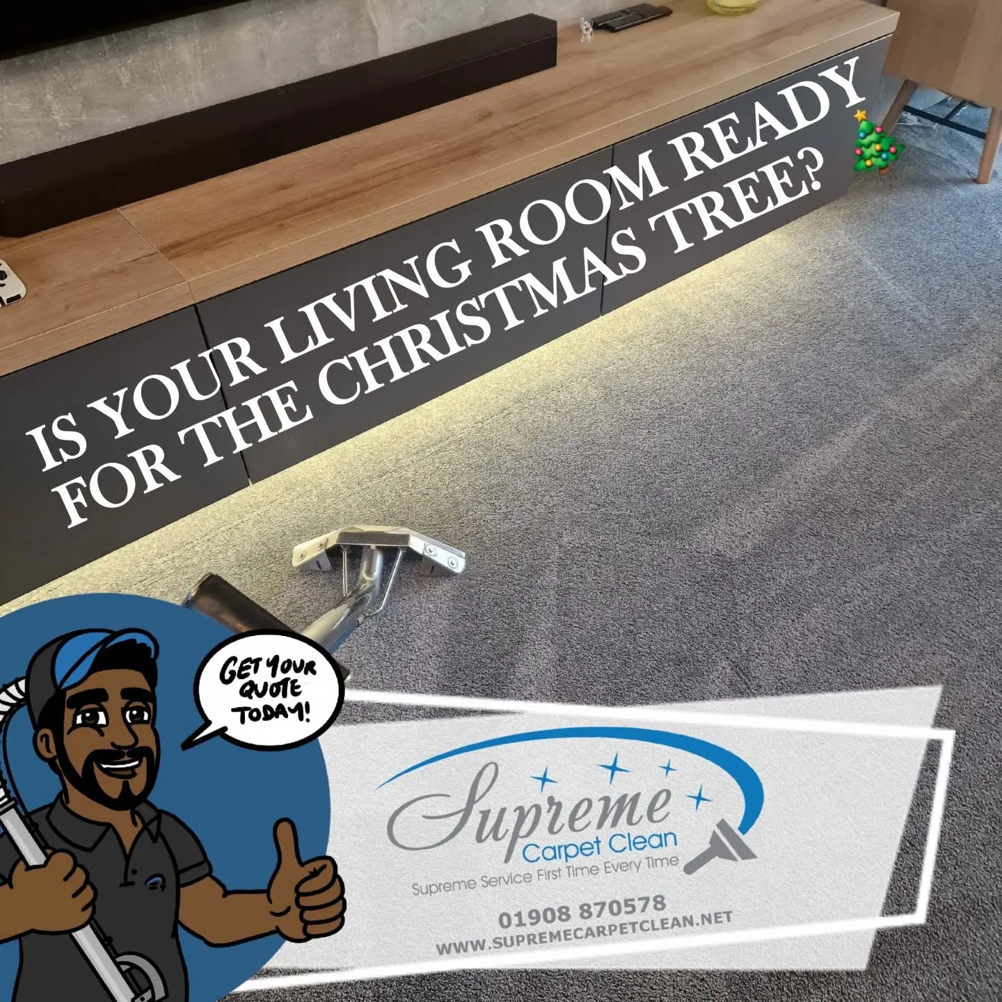 Getting ready for the Christmas tree? 🎄
Make sure your carpet looks the part!
Book your pre-Christmas clean now.

www.supremecarpetclean.net

#MiltonKeynes #MKLocal #CarpetCleaning #CarpetClean #UpholsteryCleaning #FreshHome #CleanLiving #SupremeCar