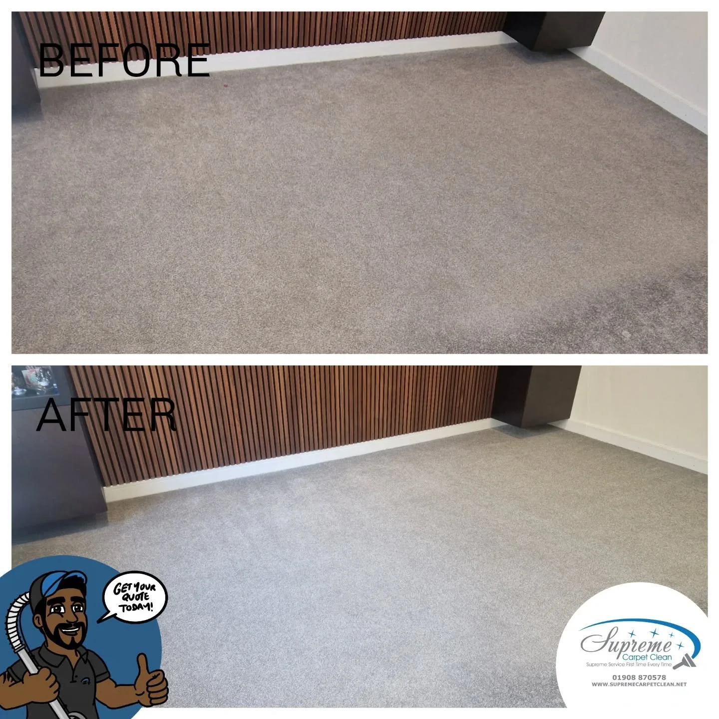 This beautiful living room is now fresh, clean and ready for the new furniture to arrive &mdash; the perfect finishing touch to a refreshed space.

Regular professional carpet cleaning can help extend the life of your carpet and keep it looking its b