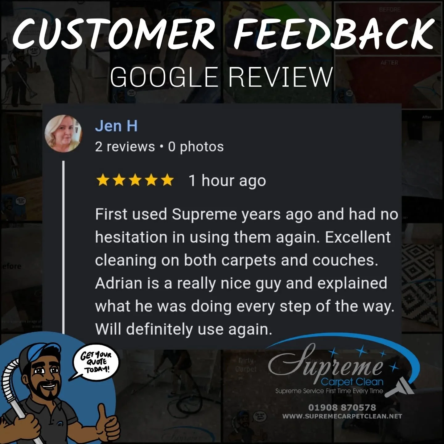 Looking for a carpet cleaning company that turns up, does the job properly, and genuinely cares about its customers? 

That&rsquo;s exactly what we&rsquo;re here for.

At Supreme Carpet Clean  we take pride in delivering professional carpet &amp; uph