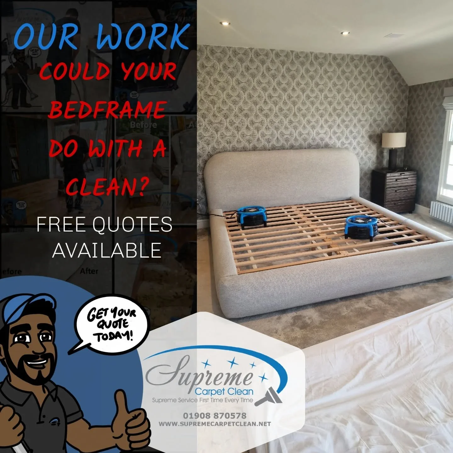 Could your bed frame do with a clean? 

Your mattress gets all the attention&hellip; meanwhile the bed frame&rsquo;s been quietly collecting dust in the background.

Our professional mattress &amp; bed frame cleaning packages help freshen up your bed