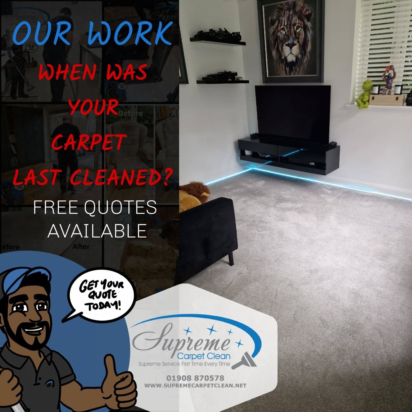 When was the last time your carpets had a professional clean? 🤔

Regular cleaning helps keep carpets fresh, looking great, and lasting longer. Don't wait until they look dirty.

If yours could do with a refresh, feel free to drop us a message for a 