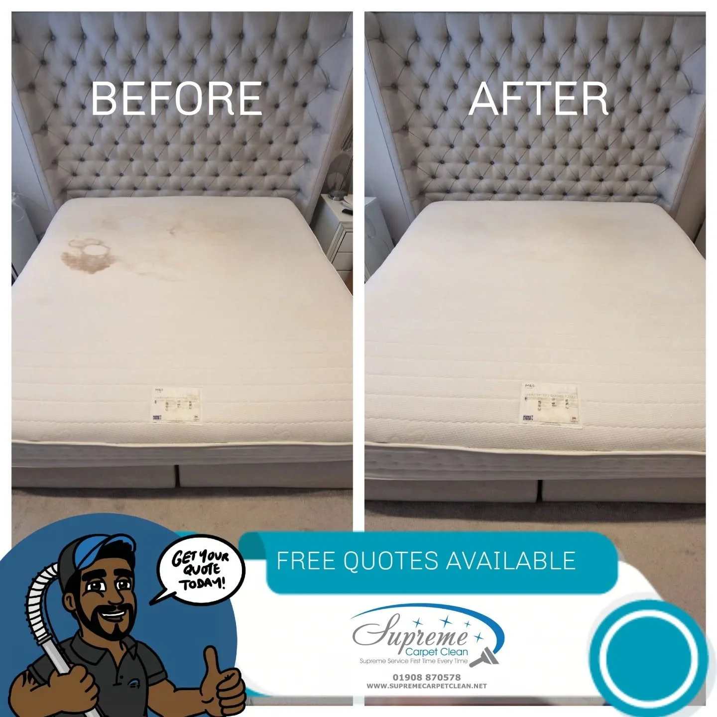 Mattress cleaning is always a bit hit and miss. Every mattress is made from different fabrics and materials, and there are limitations on the cleaning solutions and processes that can be safely used. Because of this, results can vary from one mattres